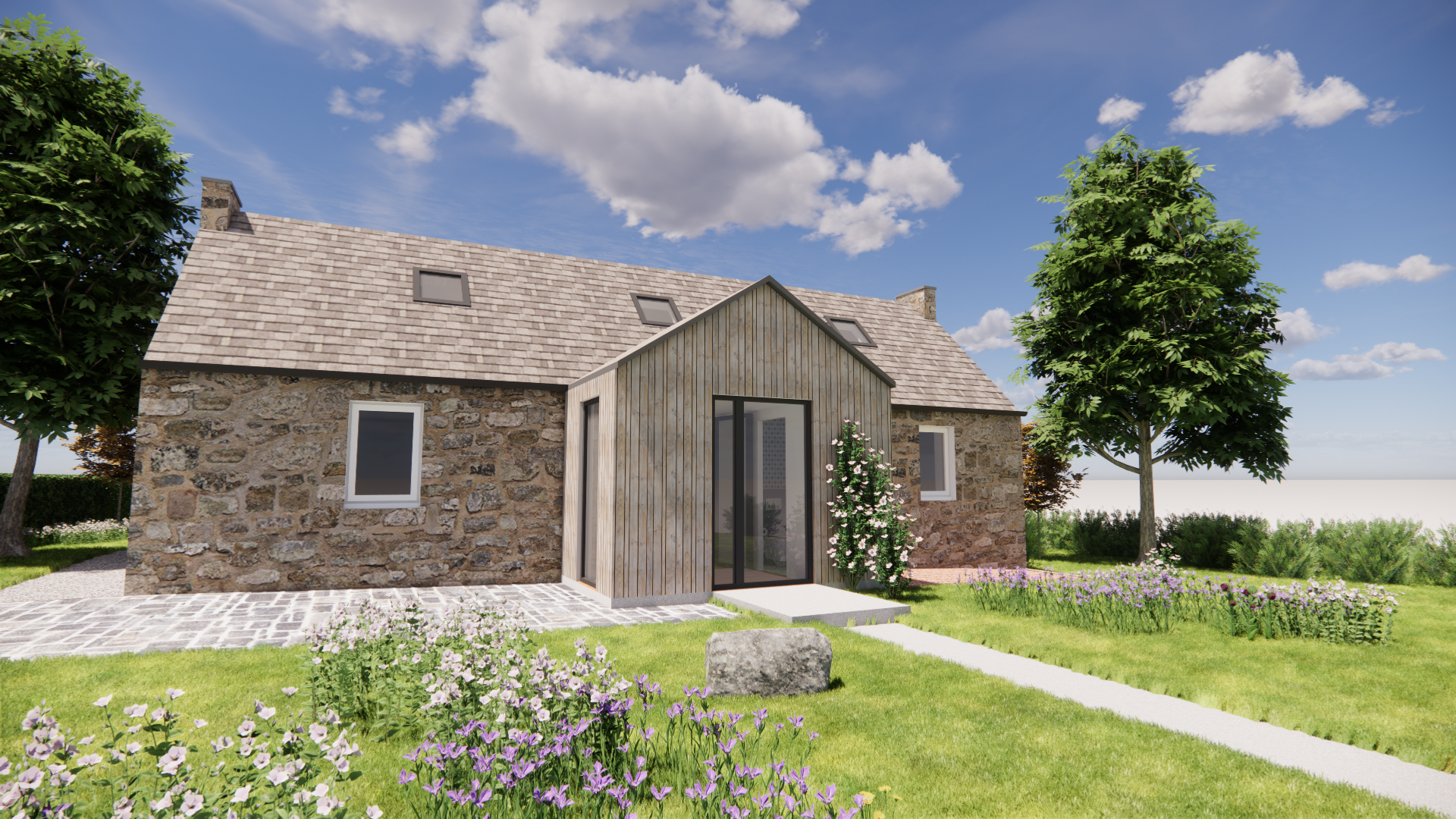 proposed porch extension to cottage in Insch, Aberdeenshire