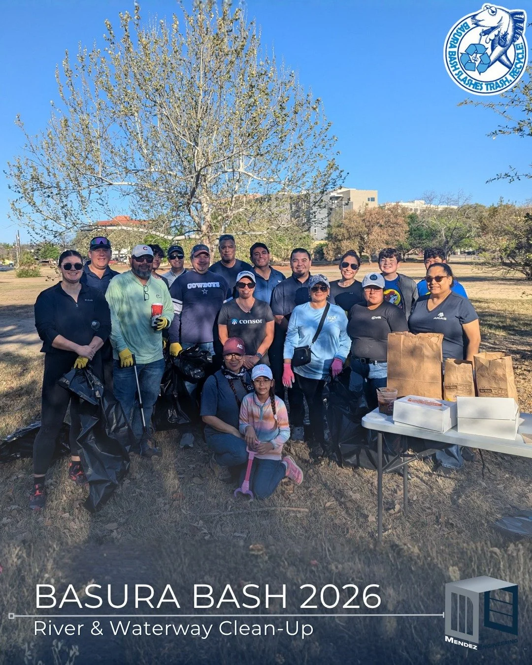 Our team at Mendez Engineering proudly took part in the Annual Basura Bash&mdash;San Antonio&rsquo;s largest one-day waterway cleanup, hosted by San Antonio River Aid. 🏞️💚

We rolled up our sleeves and got to work removing trash and debris, helping