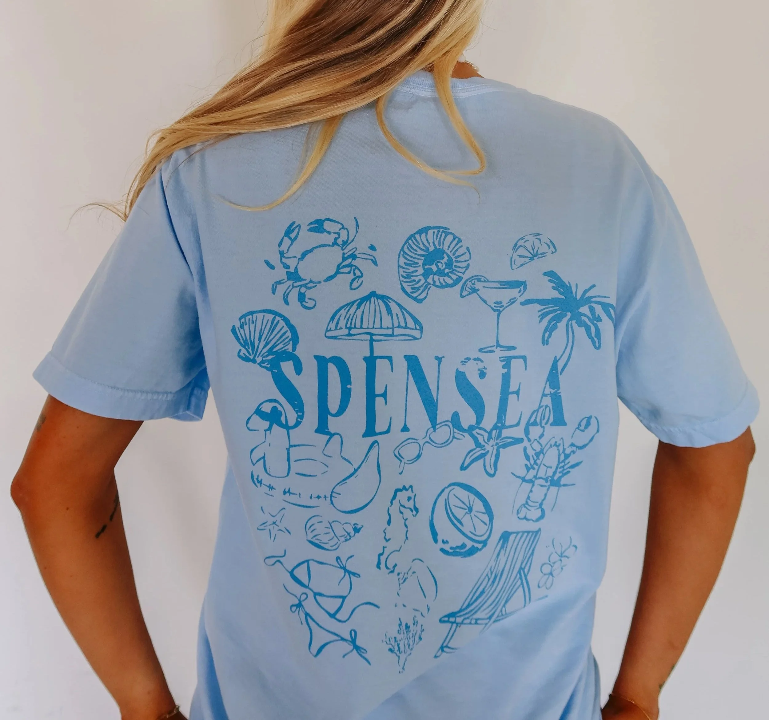 Spensea Scribble Tee - Sky Blue