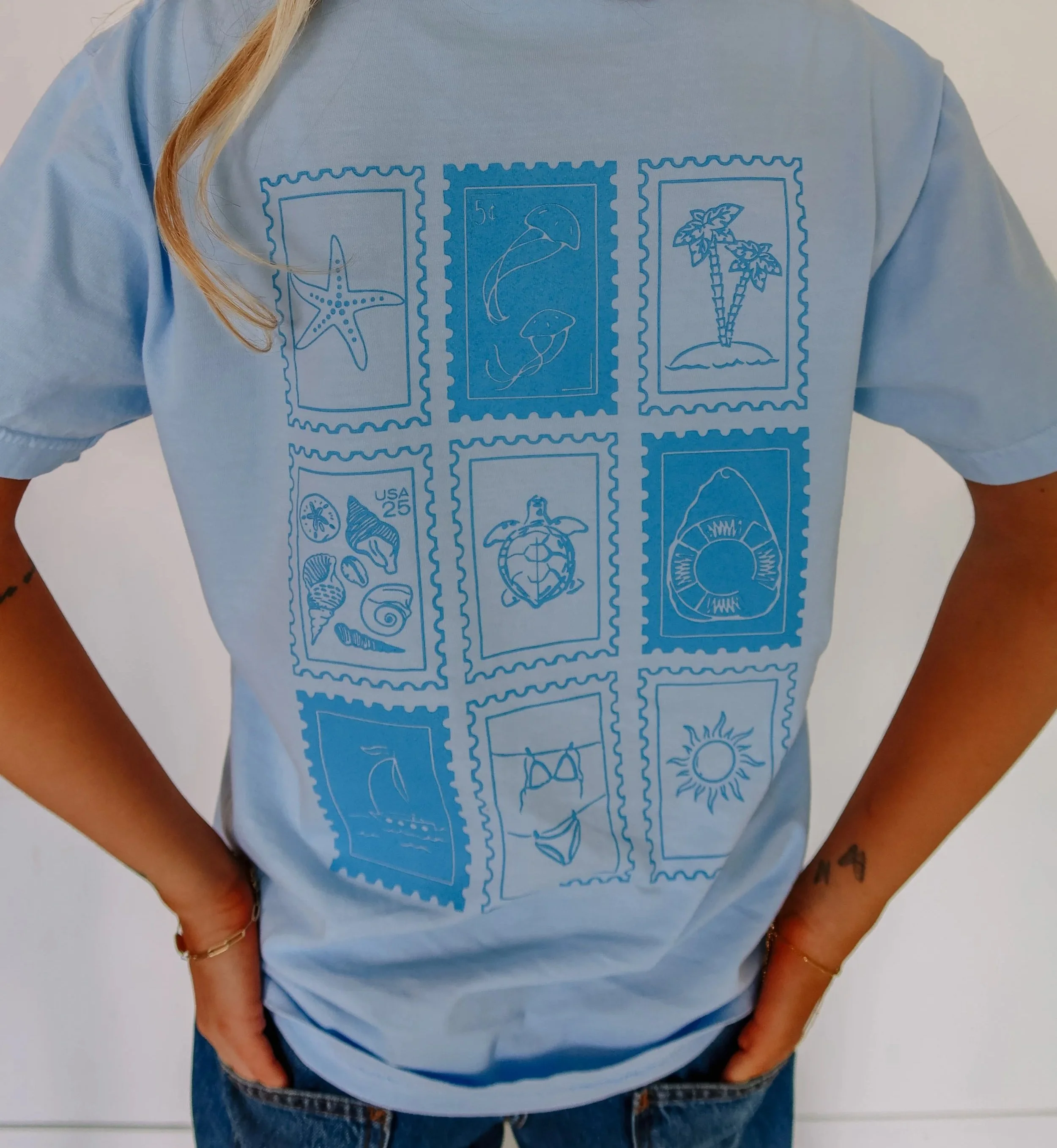 Spensea Postcard Tee - Sky Blue