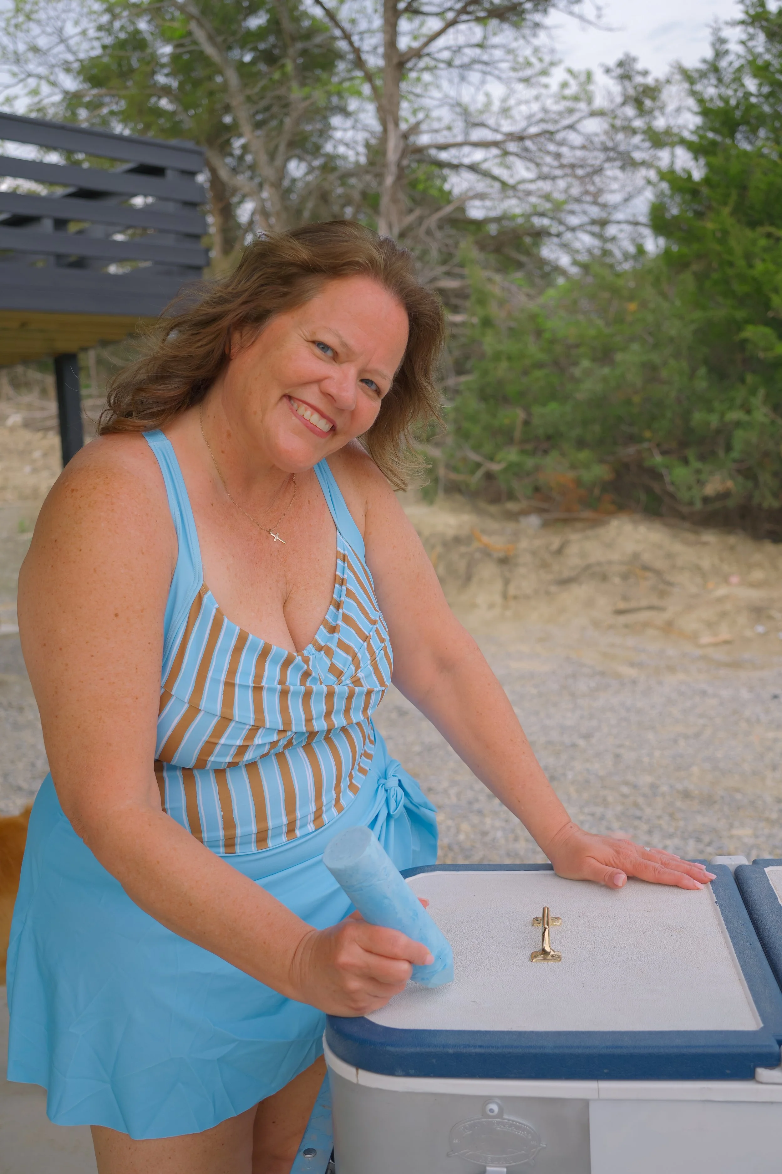 COASTAL STRIPE DRAPED ONE PIECE