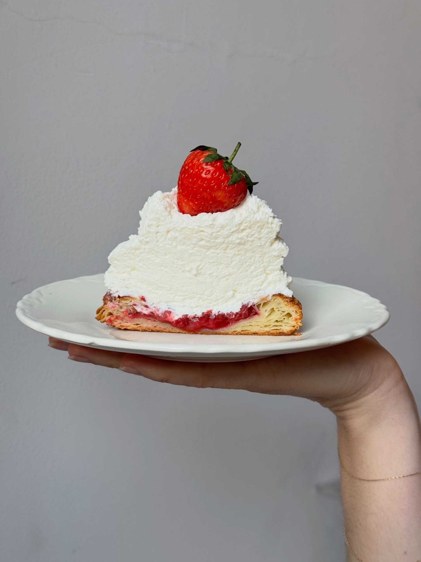 Strawberries- Three- Way Croissant available tomorrow only at both locations starting at 10am!! Our take on Ella&rsquo;s Strawberries- Three- Way cake. Made with @oishii.berry Koyo berries. It&rsquo;s our classic croissant dough with a strawberry and