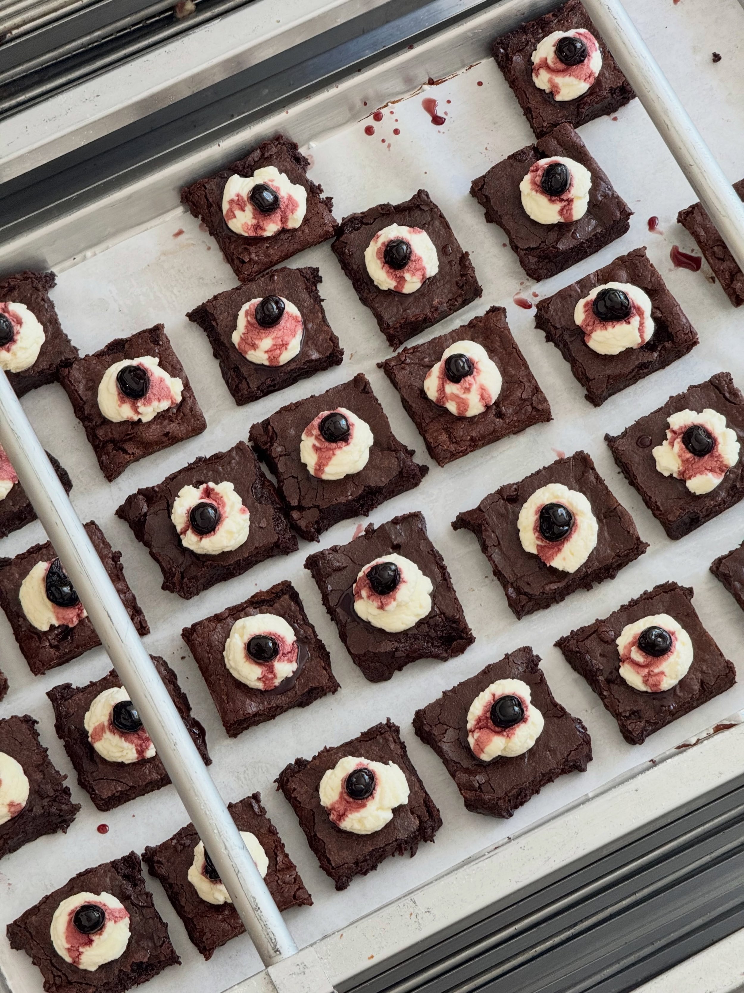 Gautier made a small batch of birthday brownies (pronounced brounie) to celebrate the bakery&rsquo;s anniversaire. A fudgy brownie with chocolate chunks, homemade whipped cream topped with a Luxardo cherry.