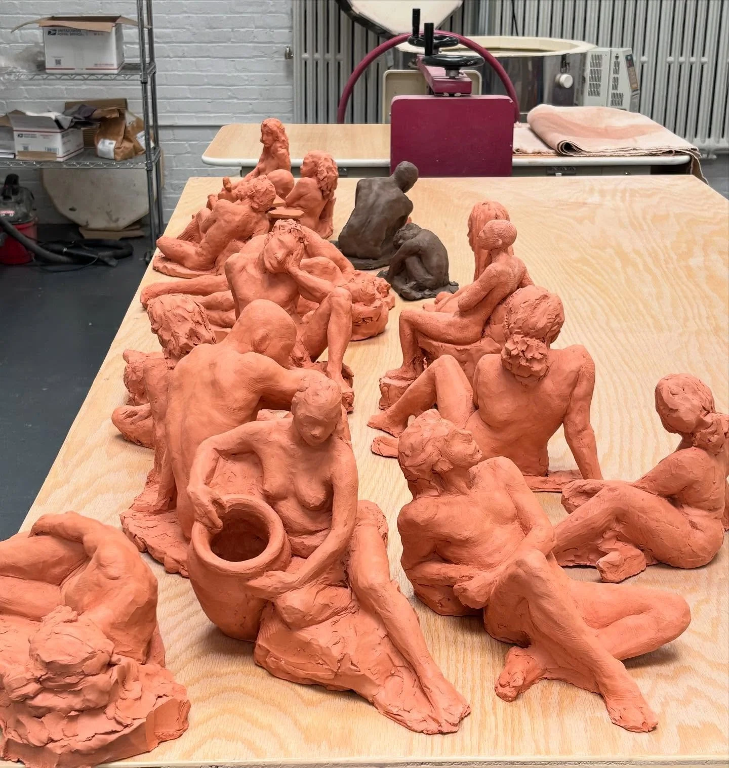 We got to lend a hand to the crew at @grandcentralatelier firing these great terra-cotta sketches by @samdavis.art @maiawilliamsonart @heather.personett . Good neighbors to have!