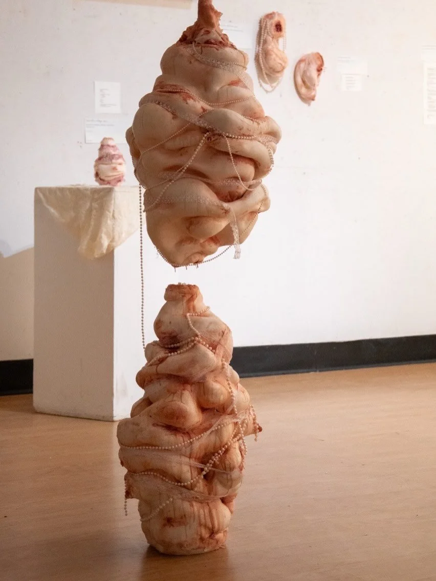Meghan Stanley is a New York based ceramic sculptor working across
small-scale and life-sized forms. She uses clay alongside materials such as silicone,
metal, fabric, and paint to explore the body as a site of memory, vulnerability, and
physical exp