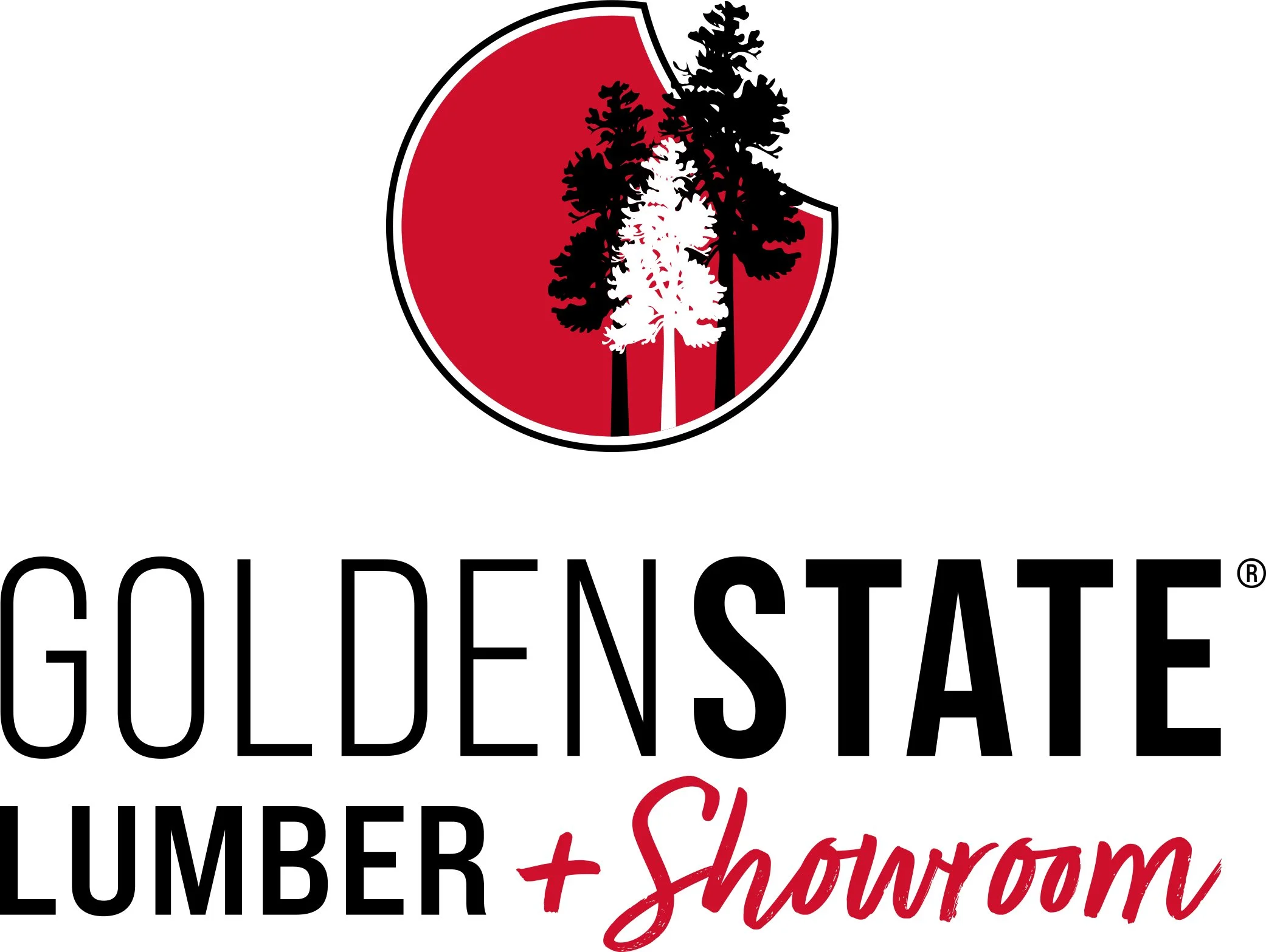 Golden State Lumber and Showroom logo with tree silhouette