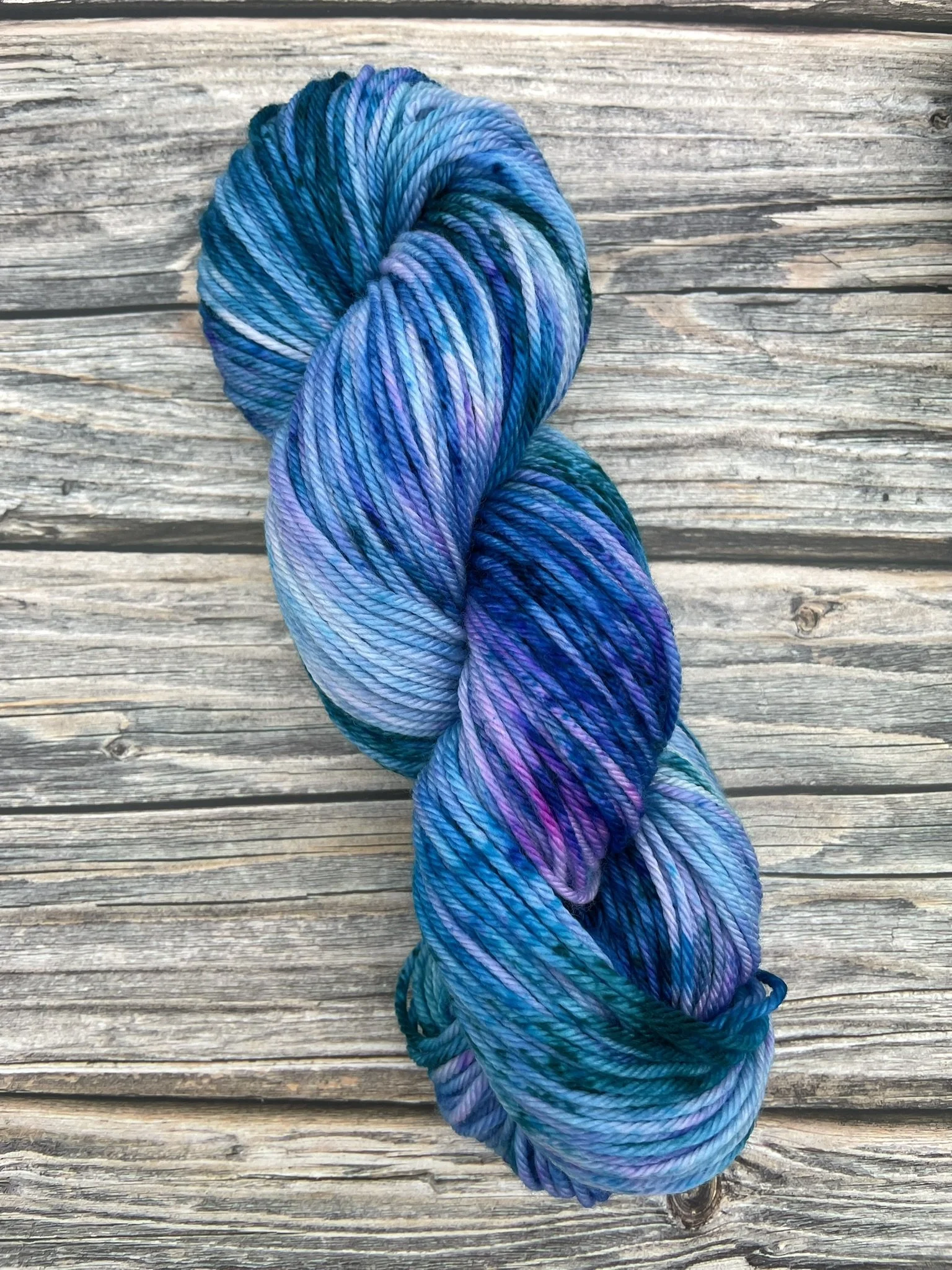 single skein of Frostbite Forager on worsted.JPEG