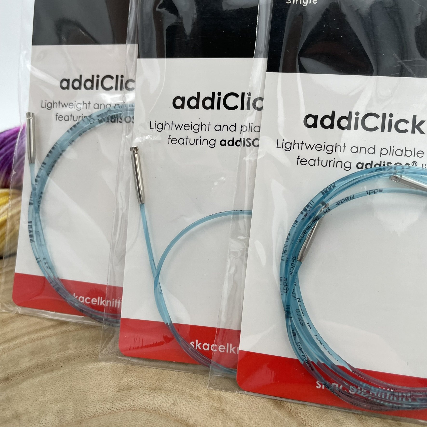 Close-up of addiClick cords in different sizes, showing the addiSOS lifeline eyelets and smooth join.