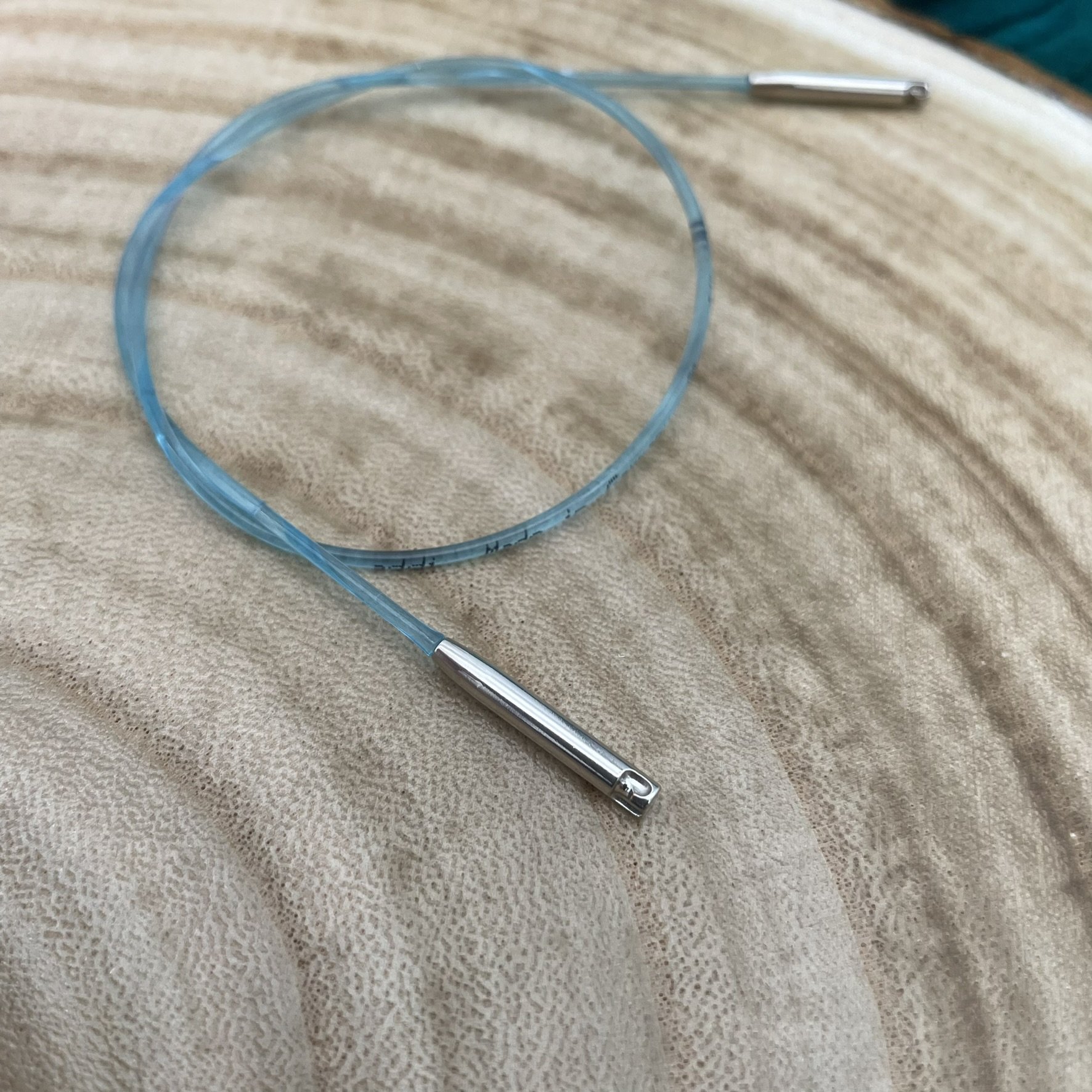 addiClick 24-inch cord taken out of the package, showing the lightweight blue nylon cord.