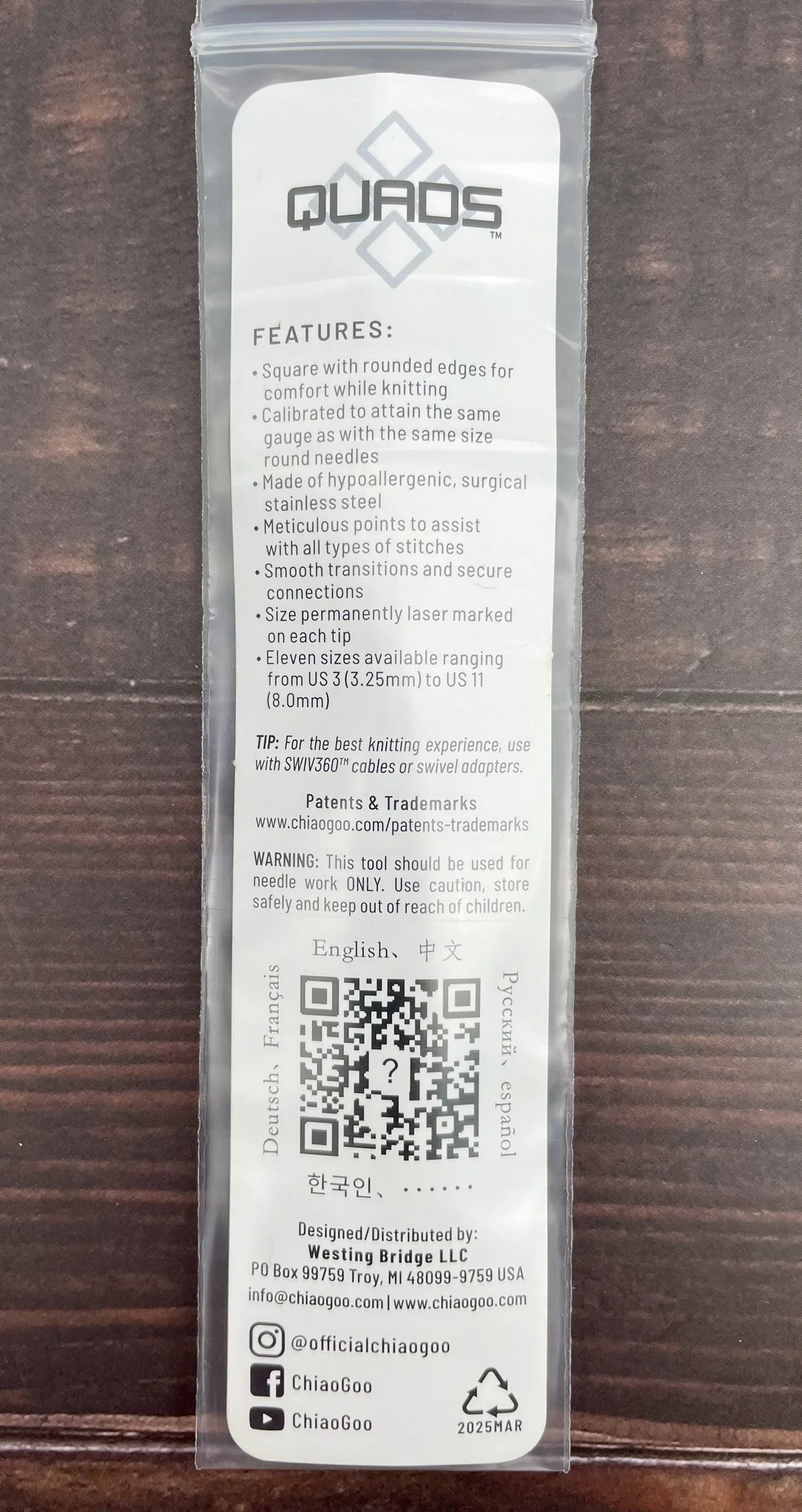 ChiaoGoo QUADS back of package.JPEG