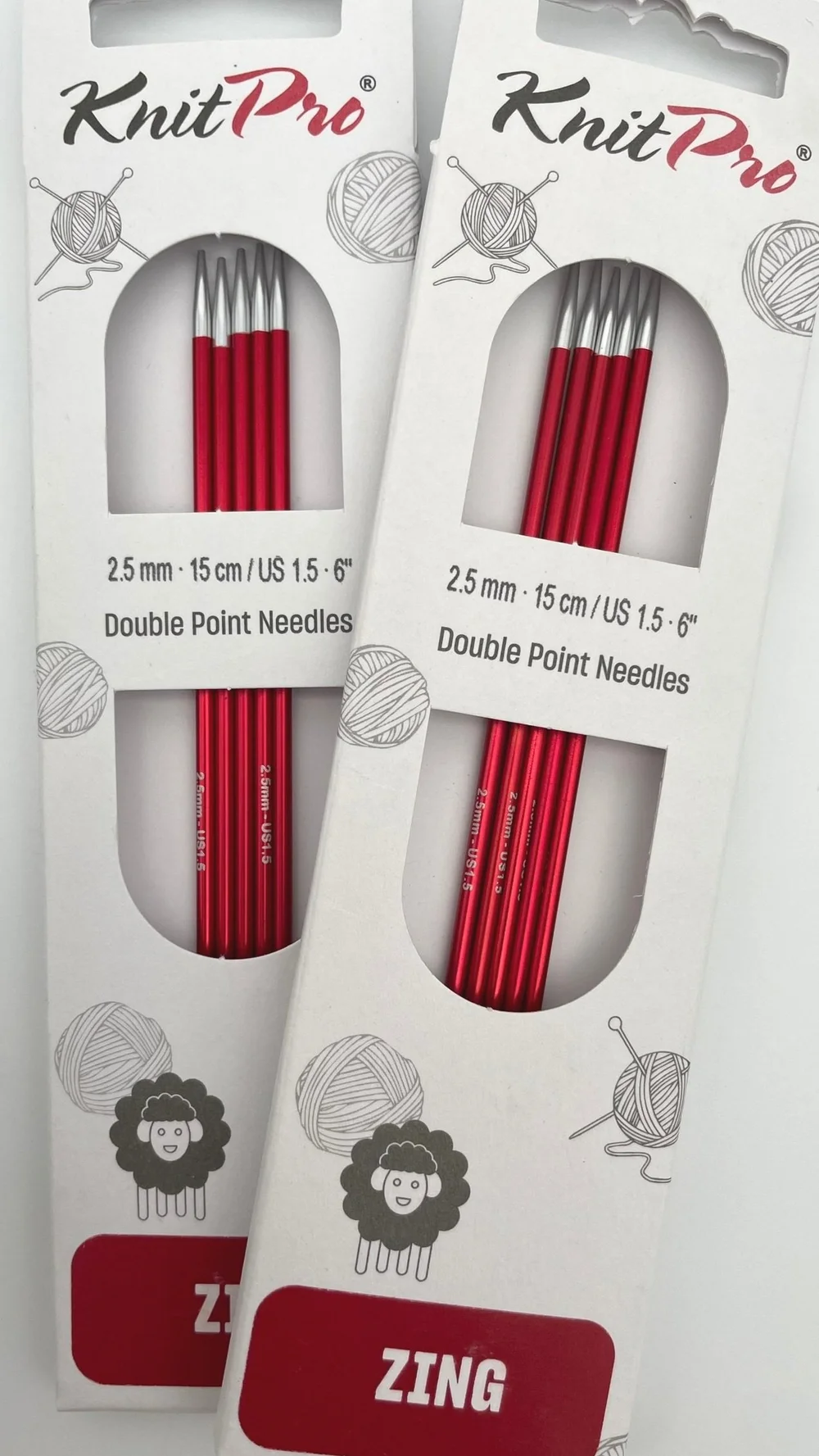 KnitPro Zing Double Pointed Knitting Needles - US Size 9 (5.5mm), 20cm Length, Set Of 5 Colorful Aluminium Needles