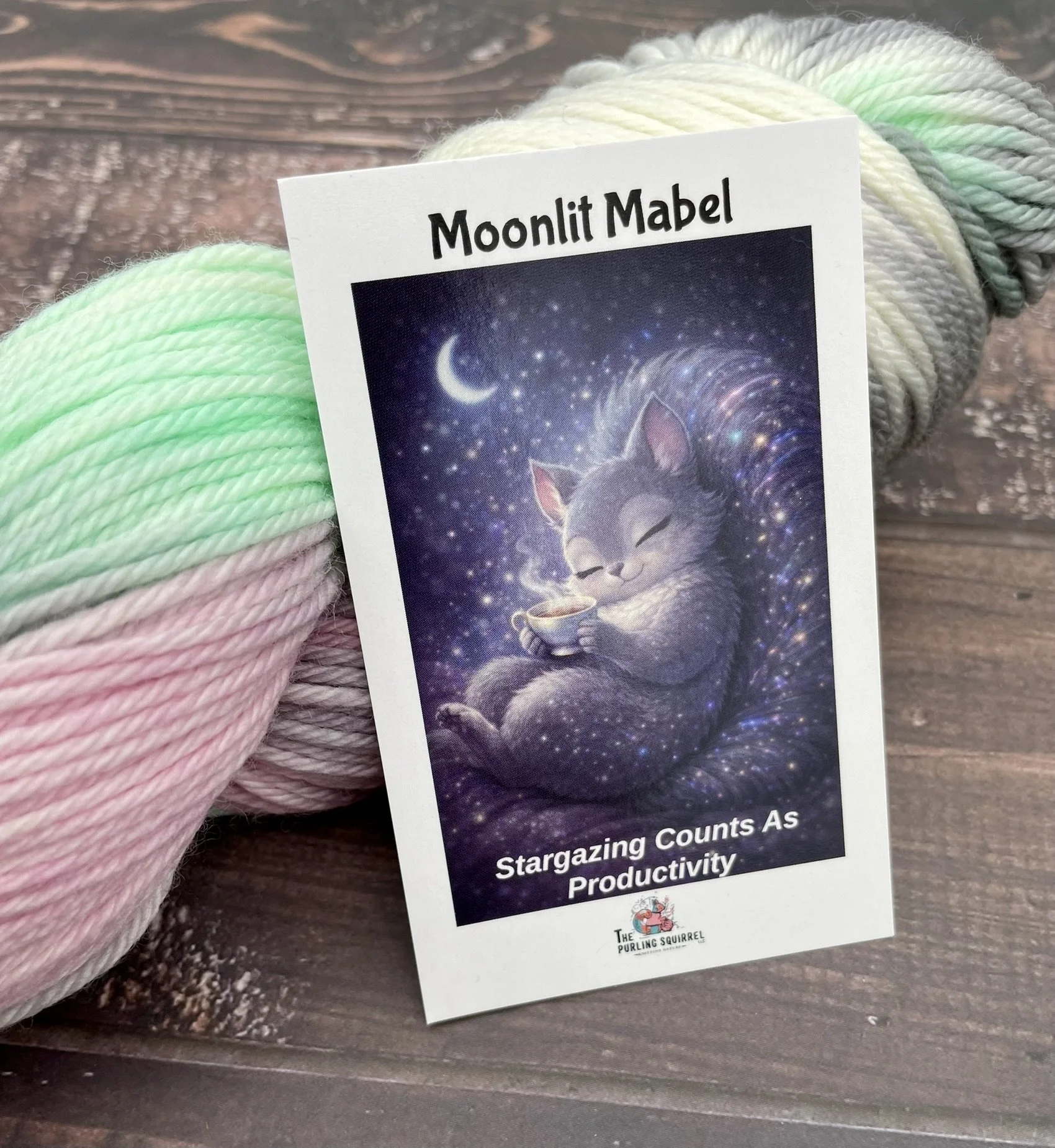 Adopt A Caffeinated Squirrel Yarn with adoption card