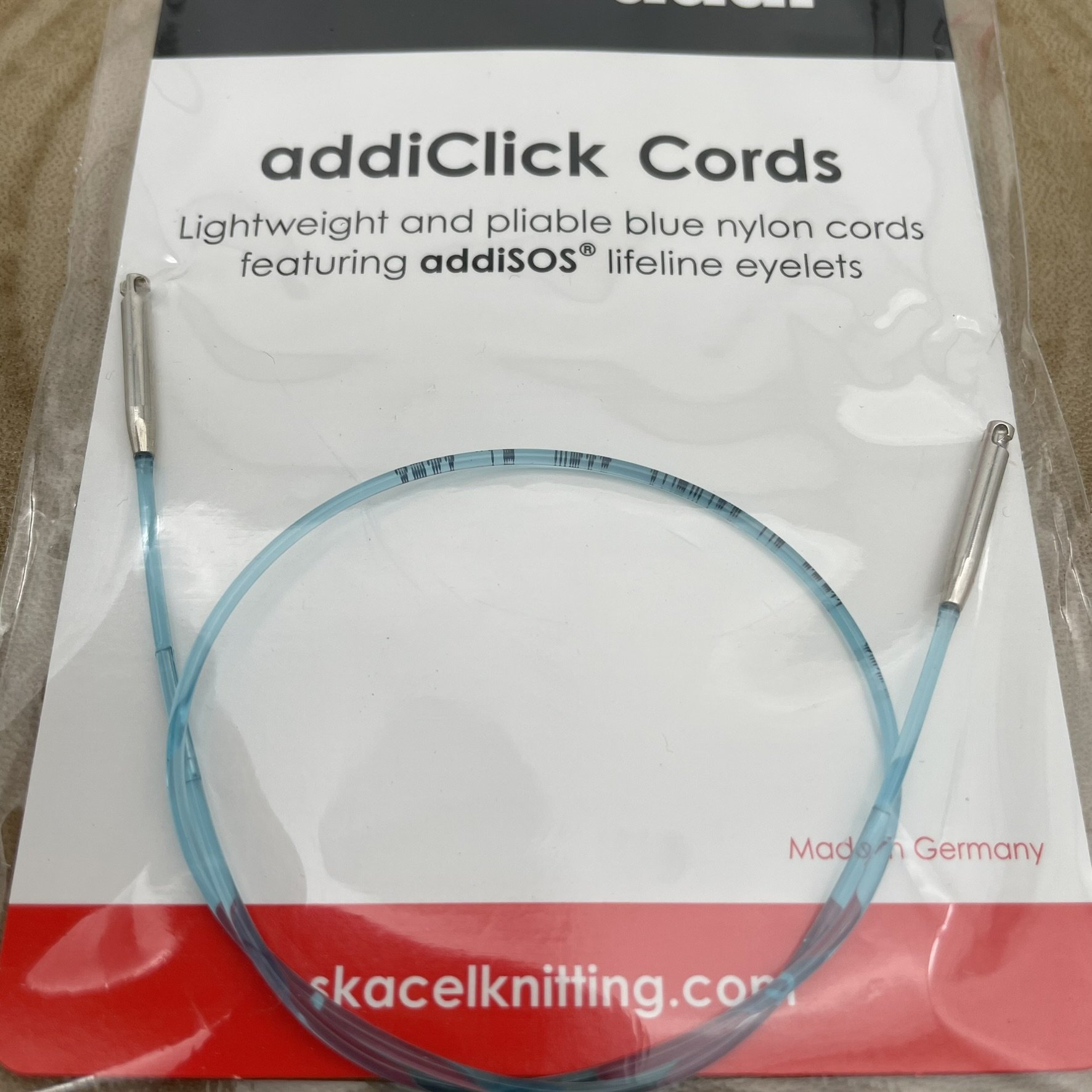 Close-up of addiClick 24-inch cord with addiSOS lifeline eyelets.