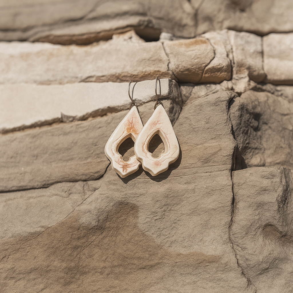 Open Crest Ceramic Earrings