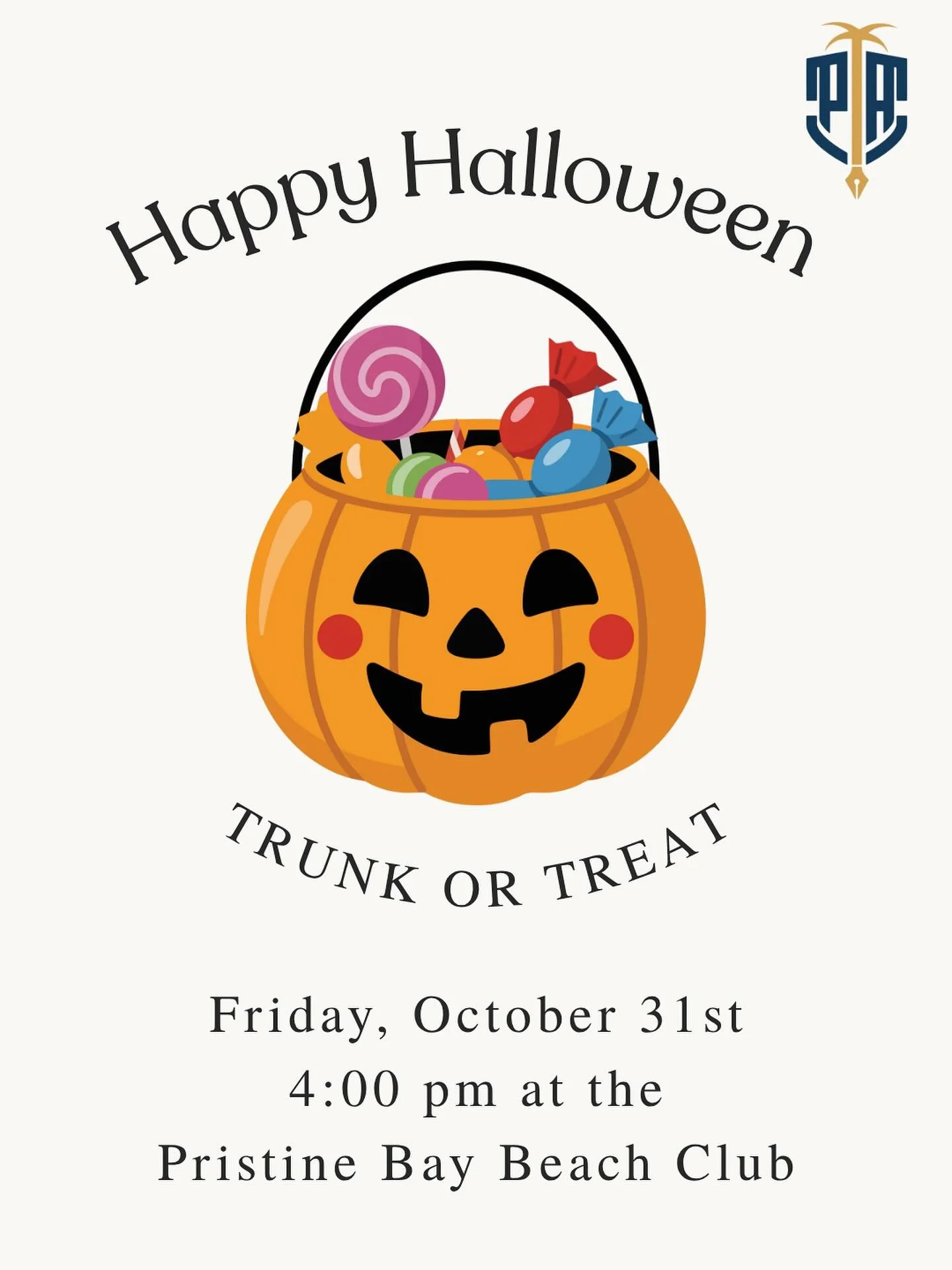 🎃 Trunk or Treat at Pristine Academy! 👻

Join us on Friday, October 31st at 4:00 p.m. for a fun-filled afternoon of costumes, candy, and creativity!

🧡 Students can bring their costumes to school and change at the end of the day.
🚗 Parents are in