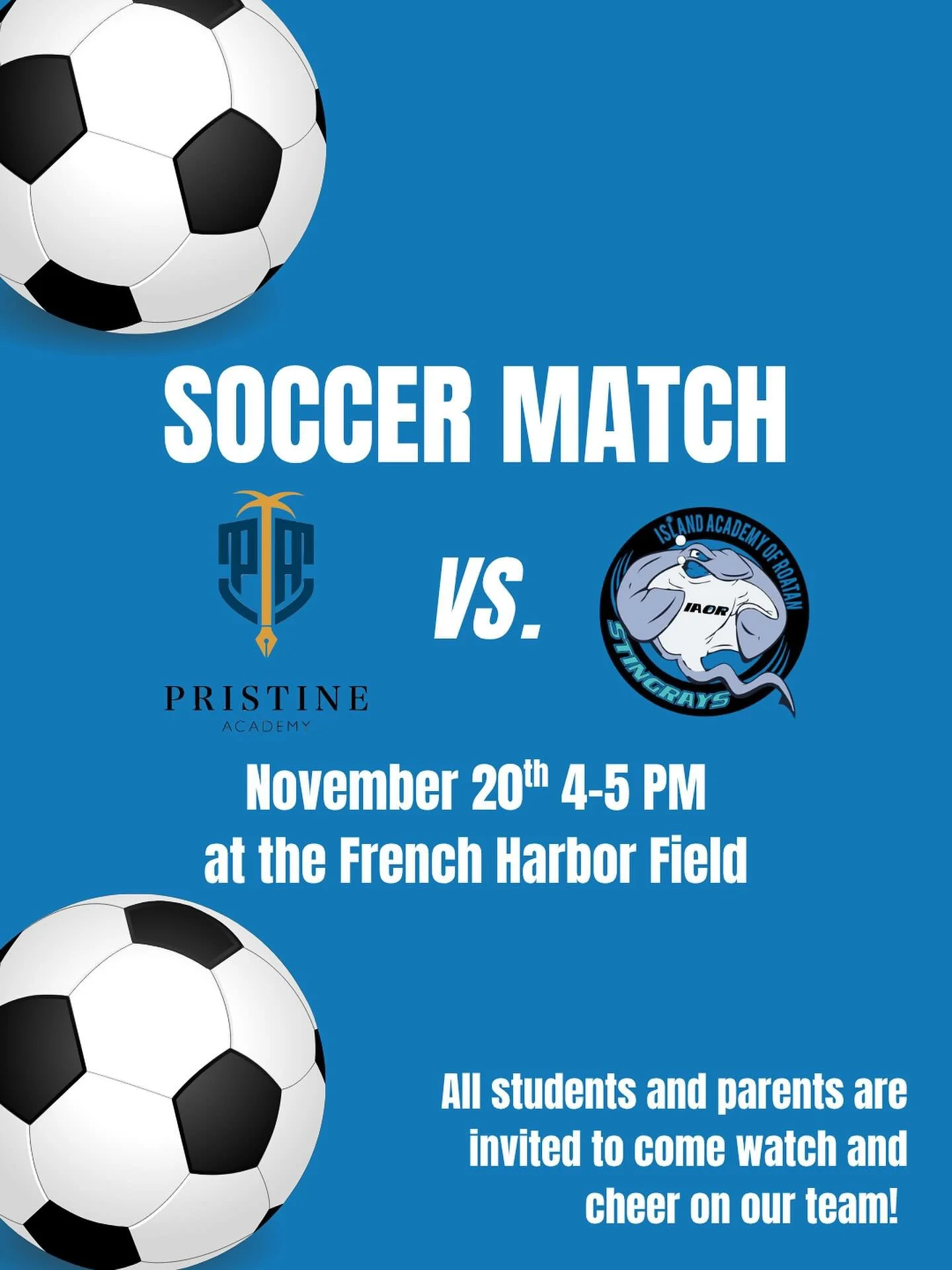 Thursday match day! ⚽️💙💛
Come cheer on our team as they take the field this Thursday&mdash;let&rsquo;s fill the sidelines with Pristine pride! 🙌🔥