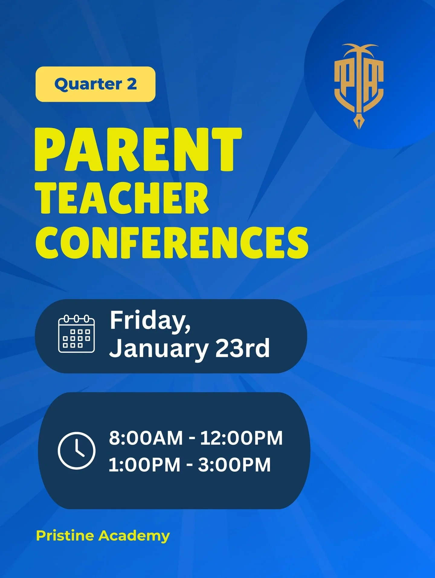 We look forward to meeting with our families this Friday to discuss student progress, growth, and goals for the next quarter.
Thank you for your continued partnership in your child&rsquo;s learning.