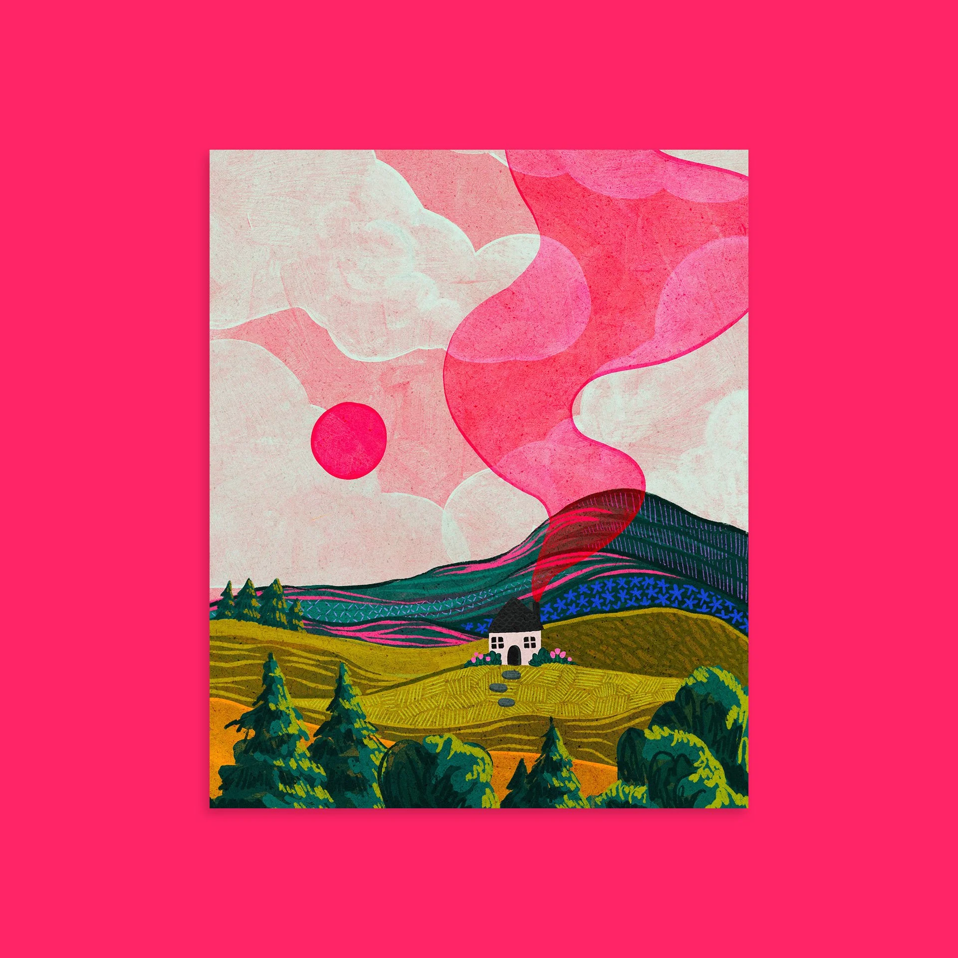 Dreamscape Cottage Giclee Print 🏡🌤️