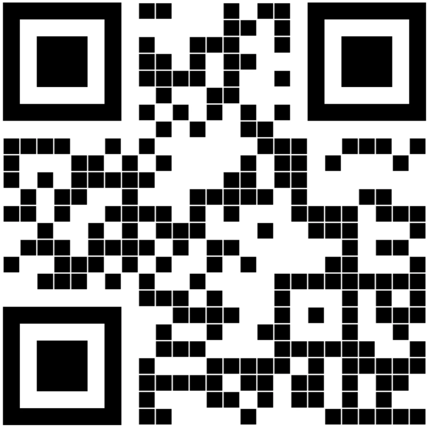 A QR code with black and white squares and corner patterns.