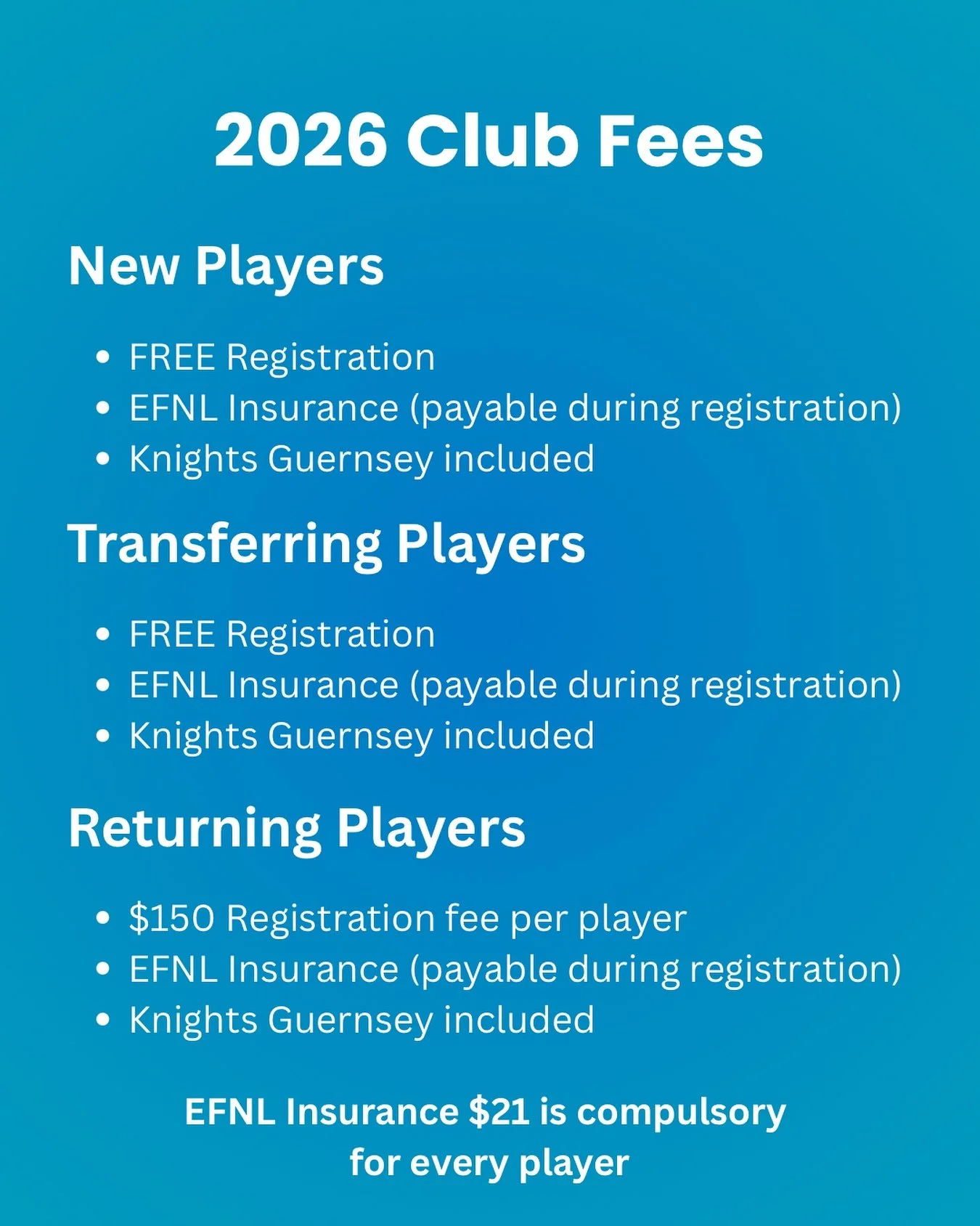 🏉 Registrations for the 2026 Season are NOW OPEN! 🙌

It&rsquo;s time to sign up and join the Rowville Knights for another epic year of footy! 💙🤍🩵

Whether you&rsquo;re returning for another season or joining the Knights family for the first time