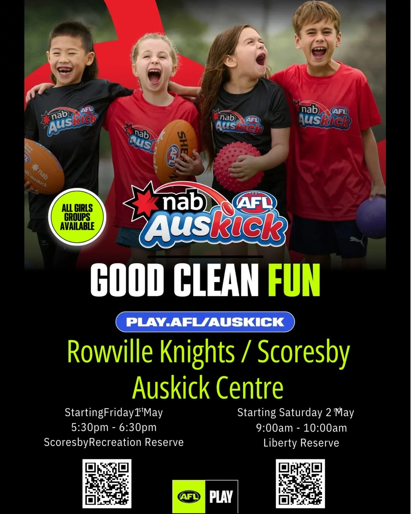 🏉 Auskick Registrations Are NOW OPEN! 🏉

Ready to kick off an epic 2️⃣0️⃣2️⃣6️⃣ season? 

Little footy stars can now sign up for Auskick at Rowville or Scoresby&hellip; and the best part?

👉 Register at either centre and your child gets to play at