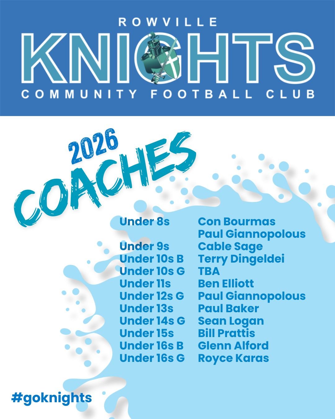 📢 Introducing Our 2026 Coaches! 📢

We&rsquo;re excited to officially welcome our 2026 Rowville Knights coaching group 🙌

This passionate group brings a mix of experience, energy and a genuine love for developing players &mdash; on and off the fiel