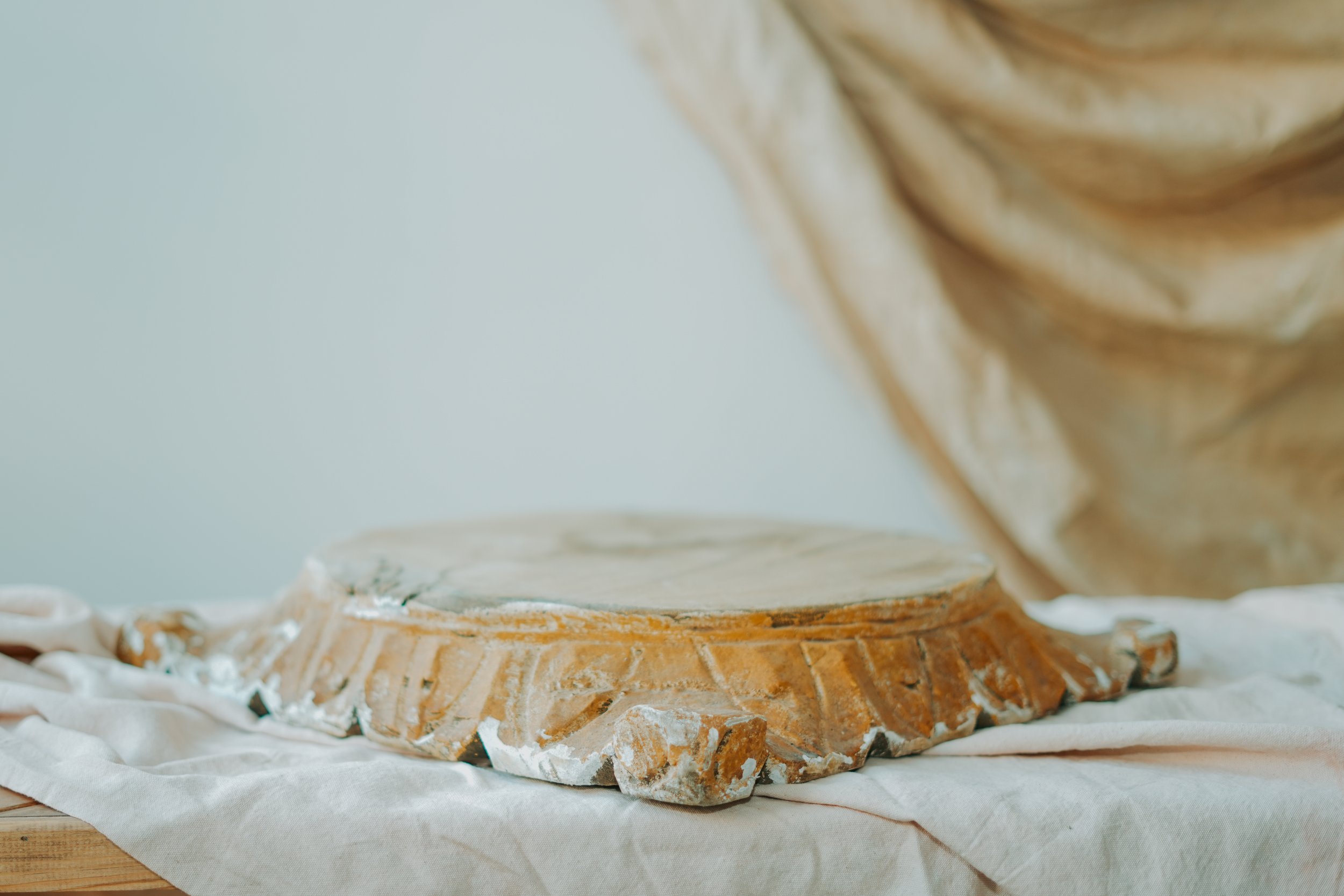 Carved Wood Cake Stand