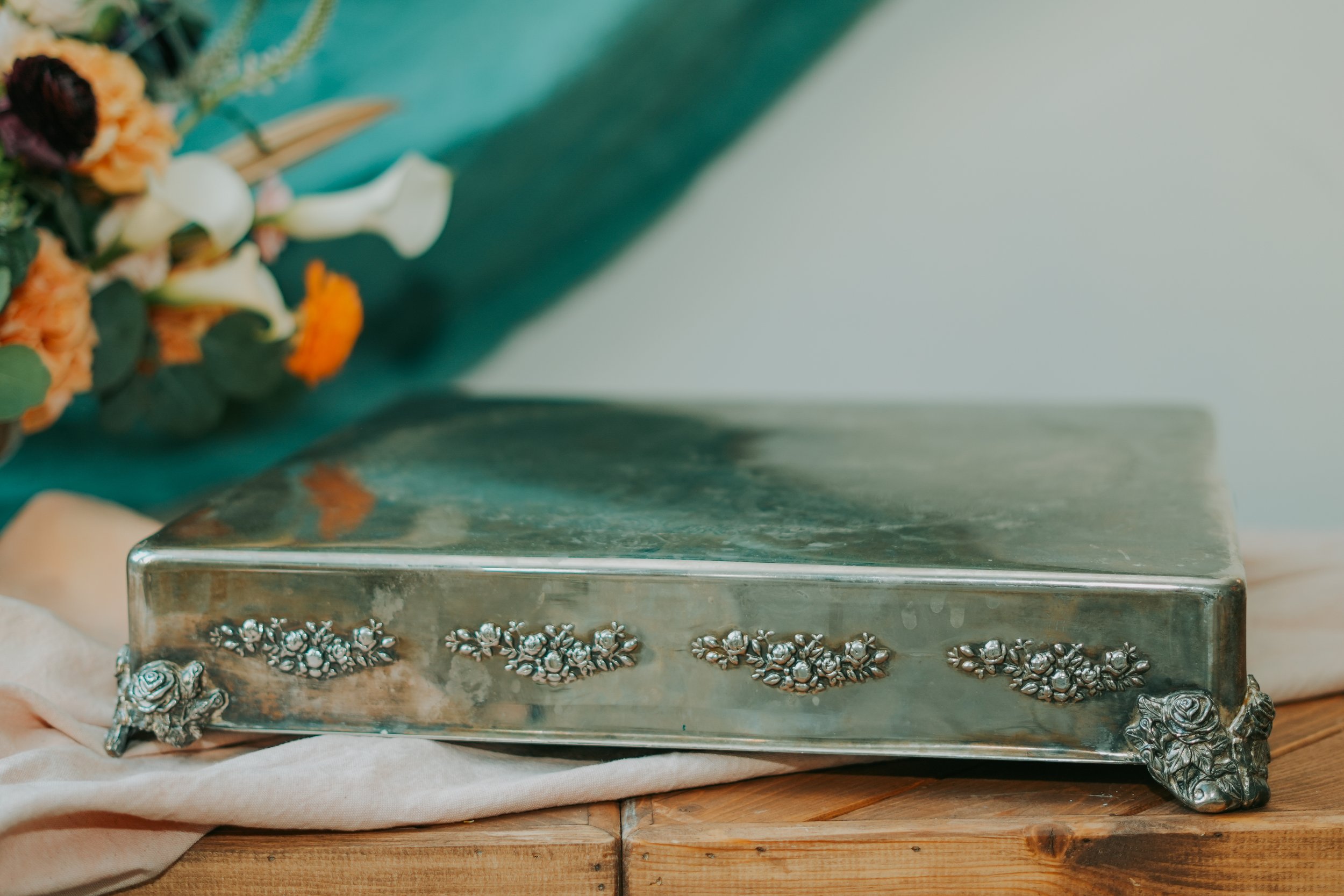 Silver Rose Cake Stand