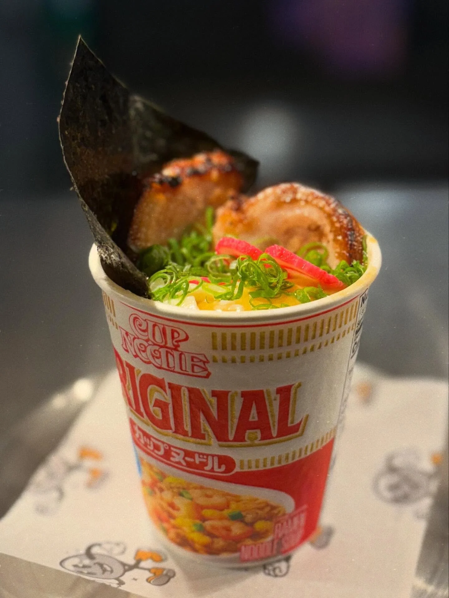 New special! Cozy up with some Miso Tonkatsu Cup-O-Noodles 🍜 Homemade bone broth, chashu pork, soft egg, fish cake, noodles, and scallions. The perfect comfort dish for a cloudy fall day!