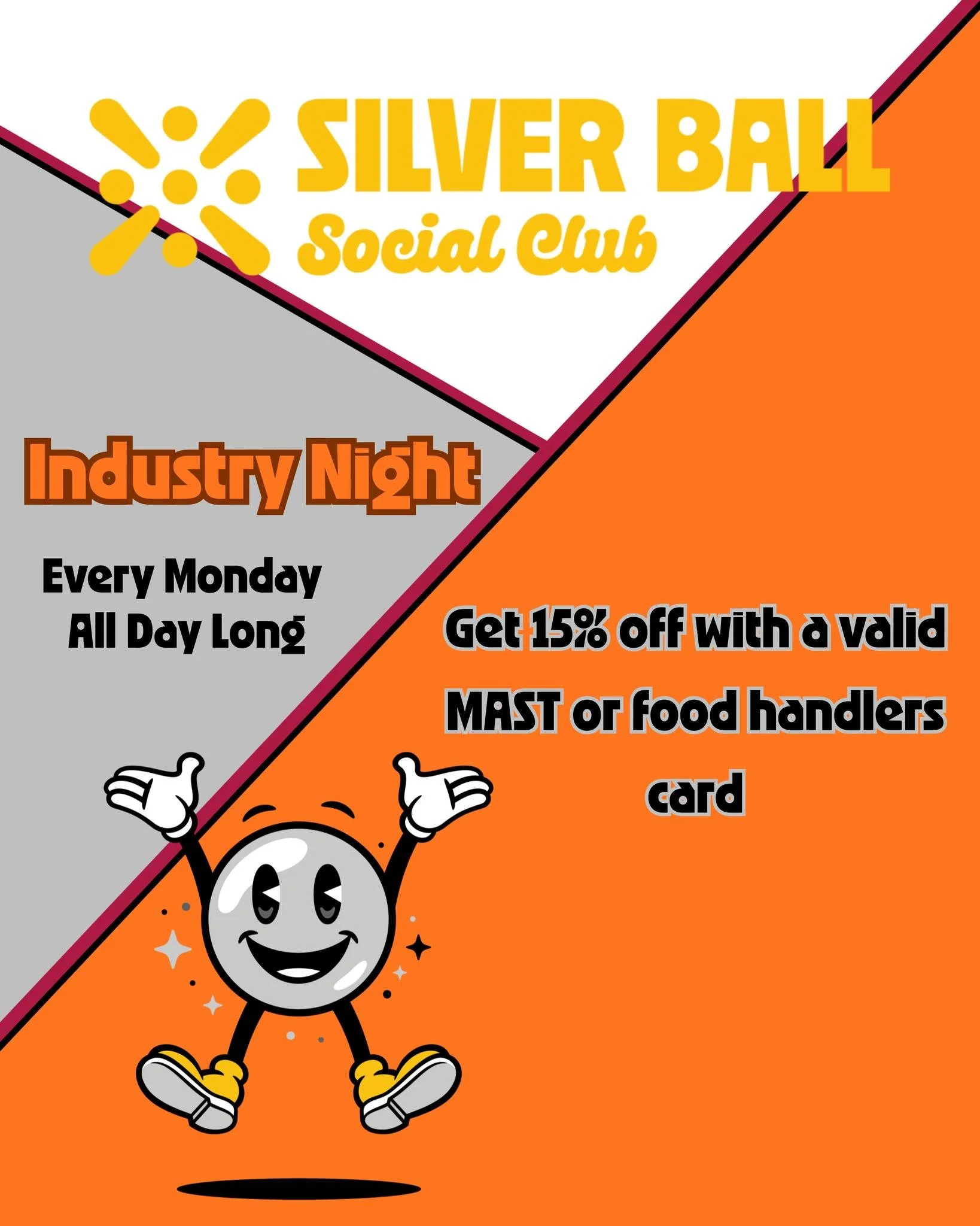 Shout out to all our service industry homies. Come hang out with us on Mondays and get a discount while you're at it.