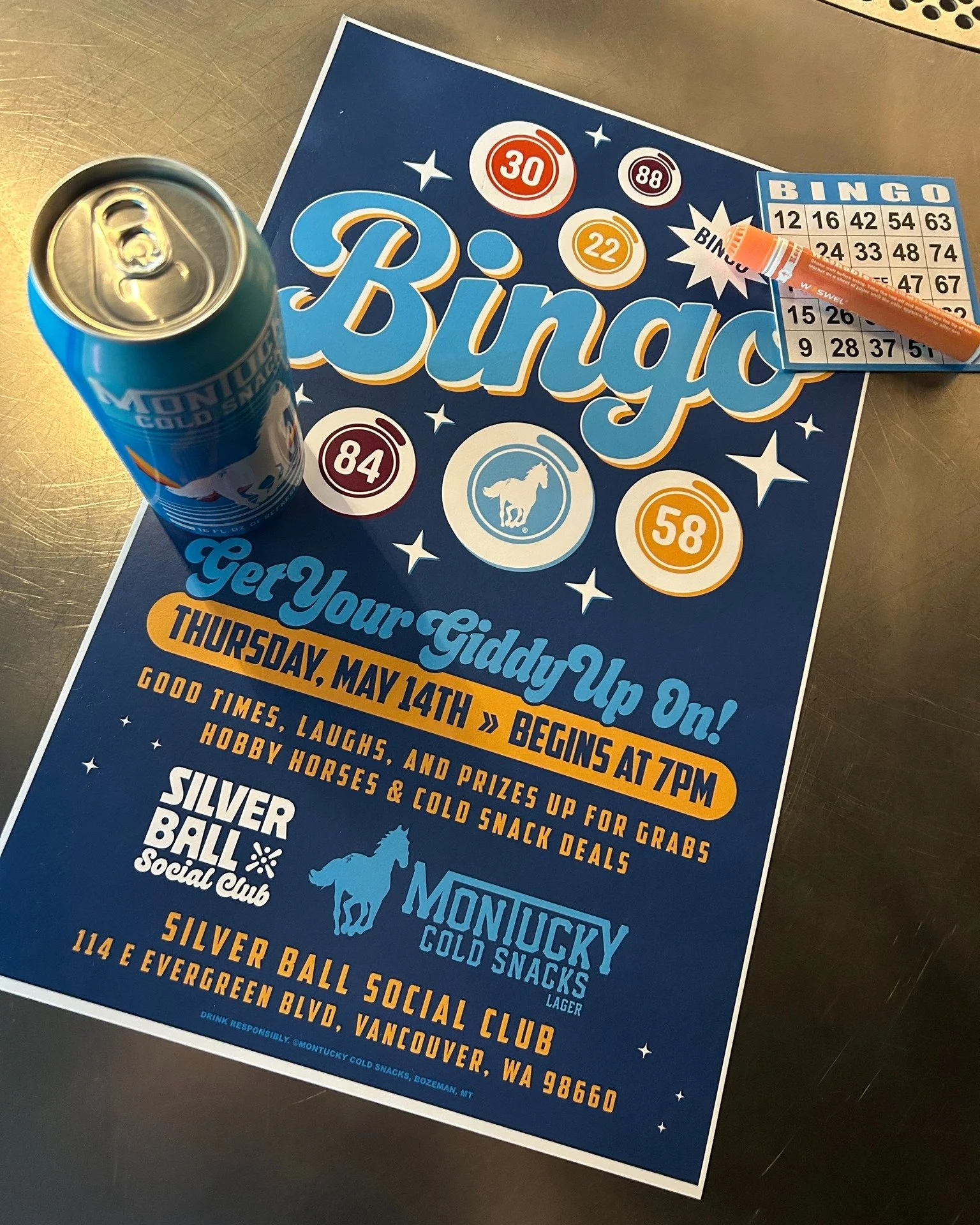 Next Thursday May 14th at 7pm Montucky is back for another Bingo!

If you made it to the last one of these, then you know that this is not one you want to miss. 

Grab a can or a bucket of Cold Snacks for the table and lock in on winning some prizes