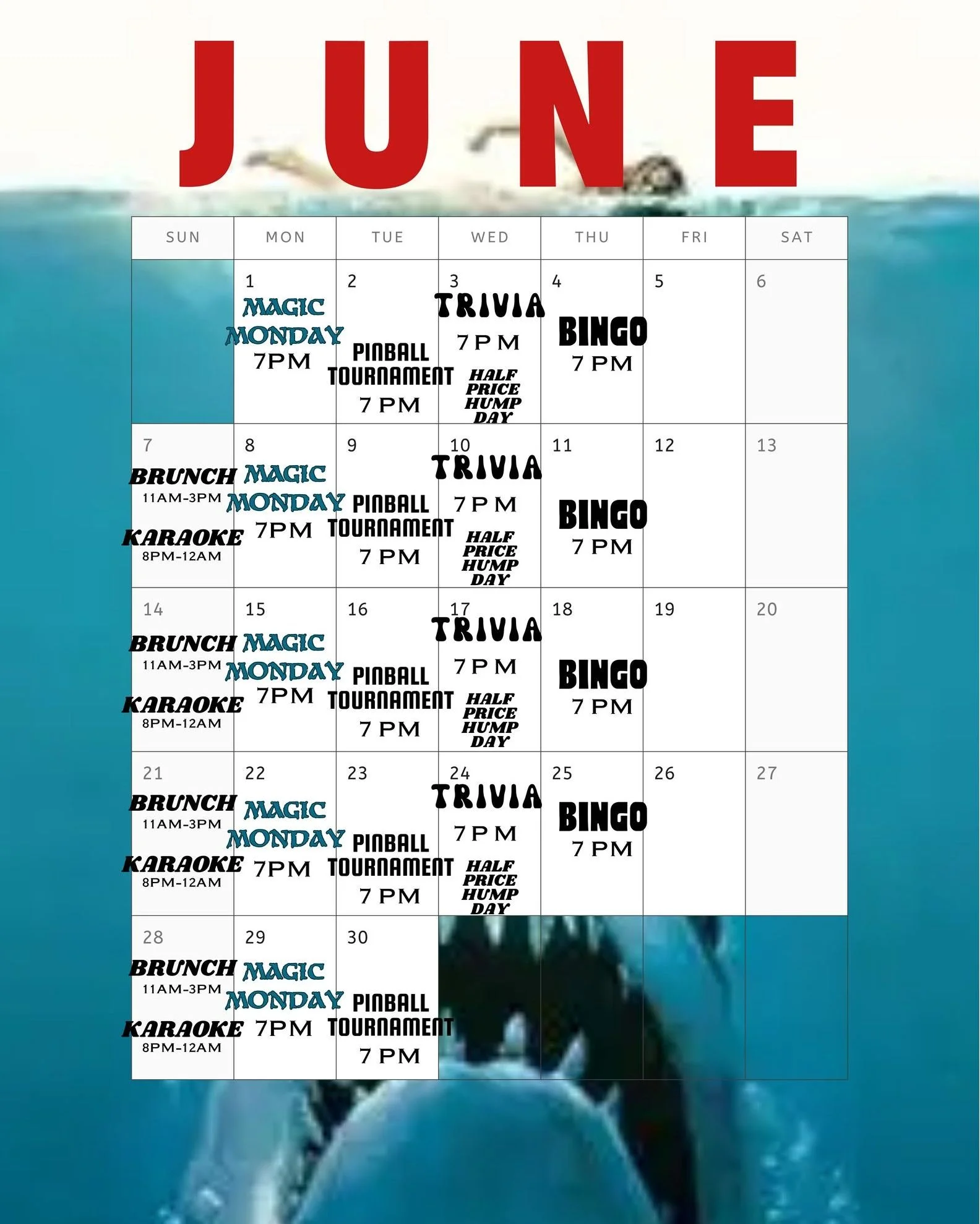 June is gonna be a real good time! Be sure to swing by for any of the rad events we've got going on all month long