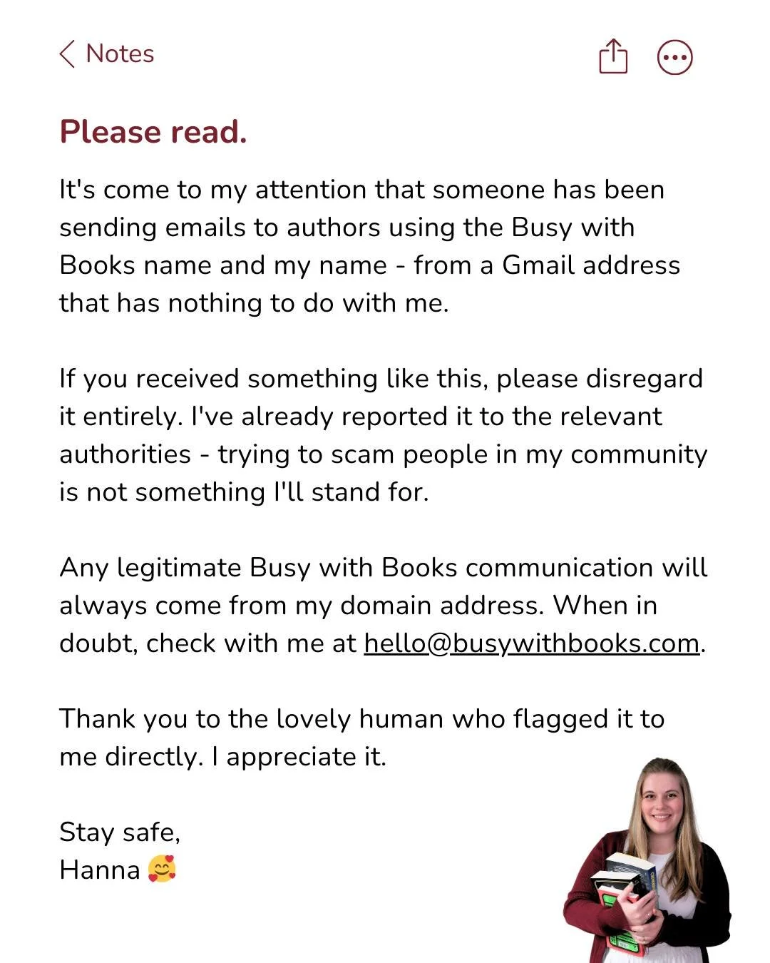 Good morning to everyone apart from the person who is trying to scam people in my community. I won't stand for that 😌⁣
⁣
Please stay safe 🥰