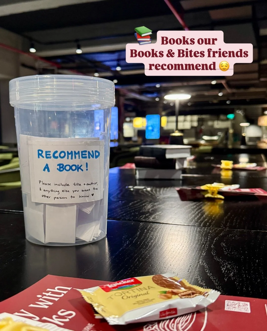 One of my favourite parts of hosting Books &amp; Bites: infinite new book recommendations! 😌

Which of these are you saving to your TBR? And which books should we add to ours? 👀

PS: Our next Books &amp; Bites is taking place on Nov 24 - tickets in