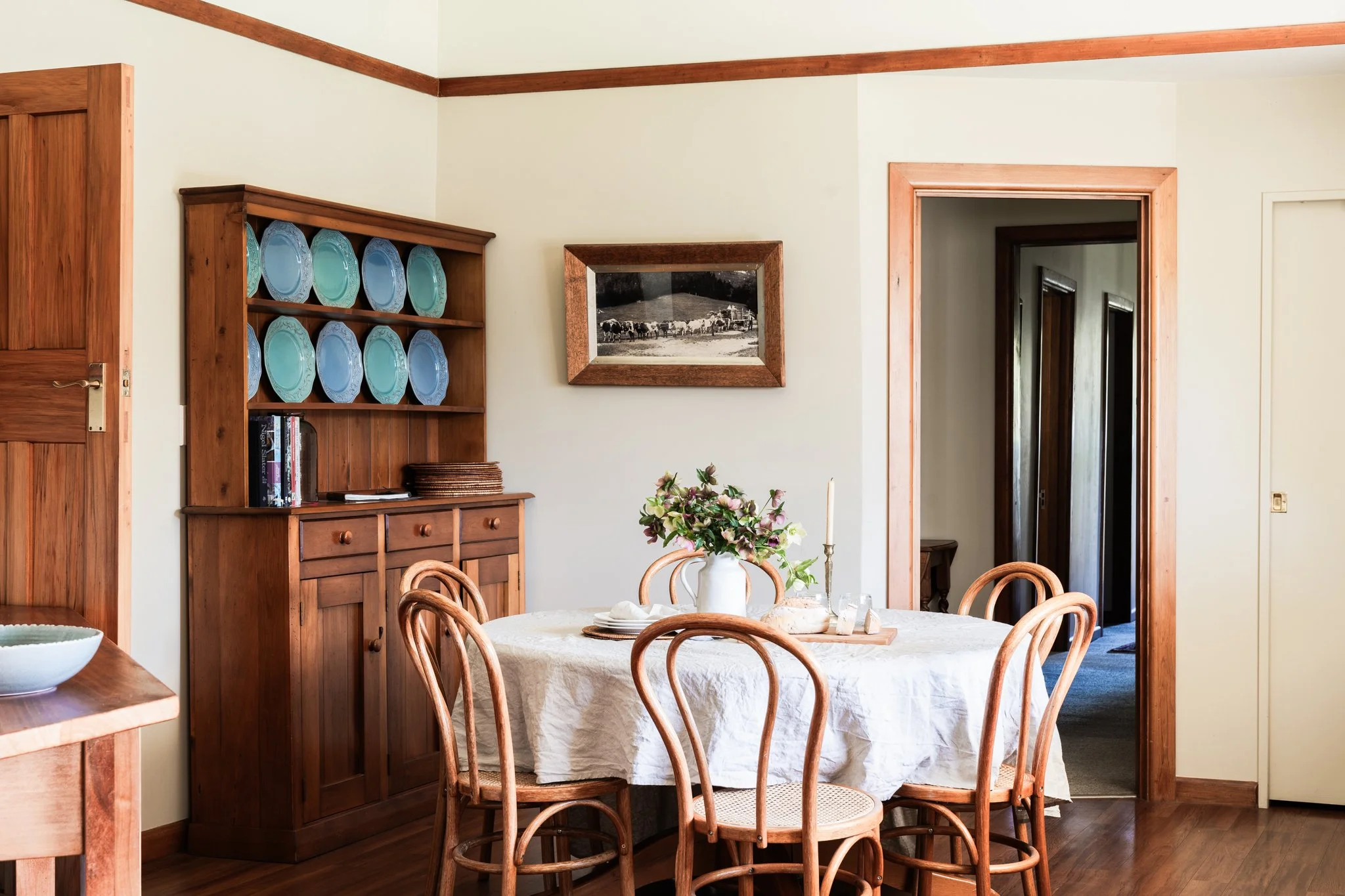 South Island reading retreat busy with books Christchurch New Zealand dining room