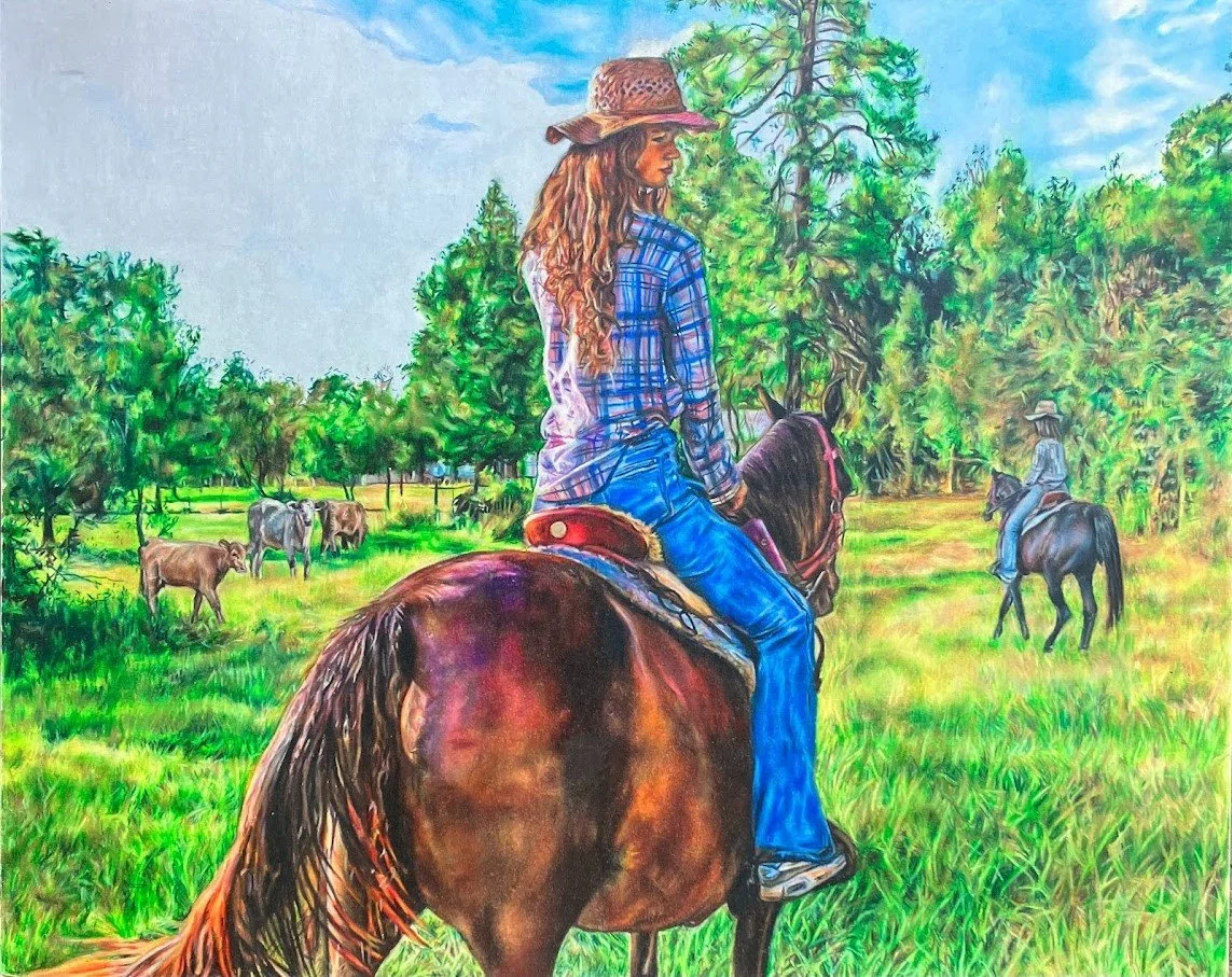 A Sunday Stroll.
colored pencil on paper. 16 x 20 in. 2024