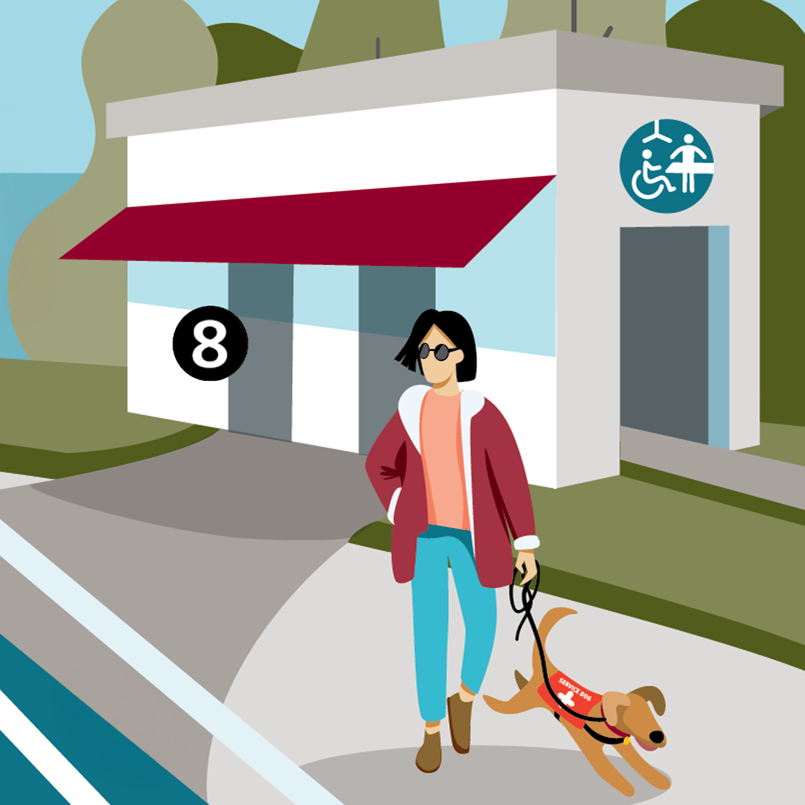8. Accessible Bathrooms: Inclusive playgrounds should have bathrooms that everyone can use. This means Universal (Adult) Changing Equipment, doors without handles that open with a push(either way) or push button, and accessible restroom stalls.