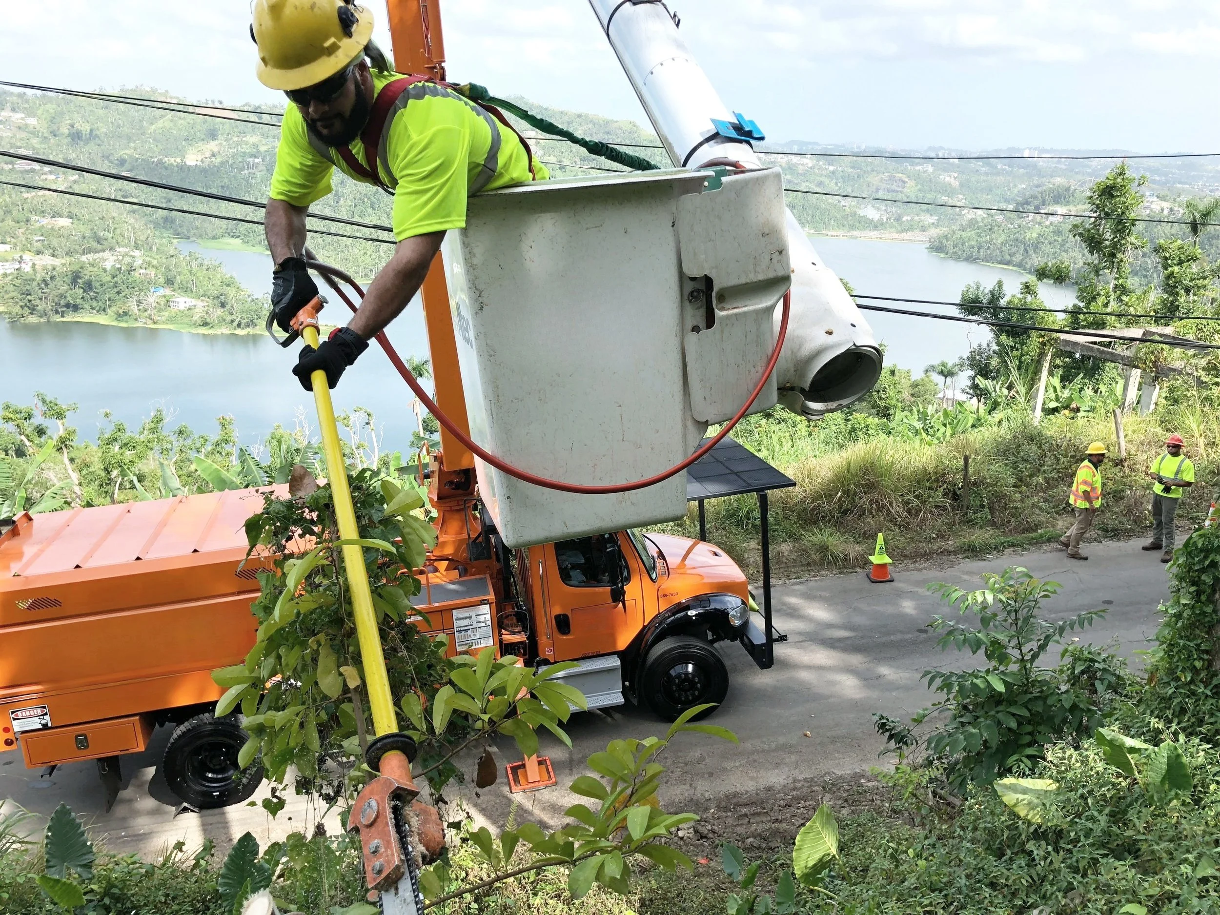 Mickey Lozada managing utility vegetation operations in Puerto Rico after Hurricane Maria, 2017