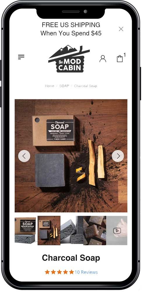 Mobile product page with striking product photography