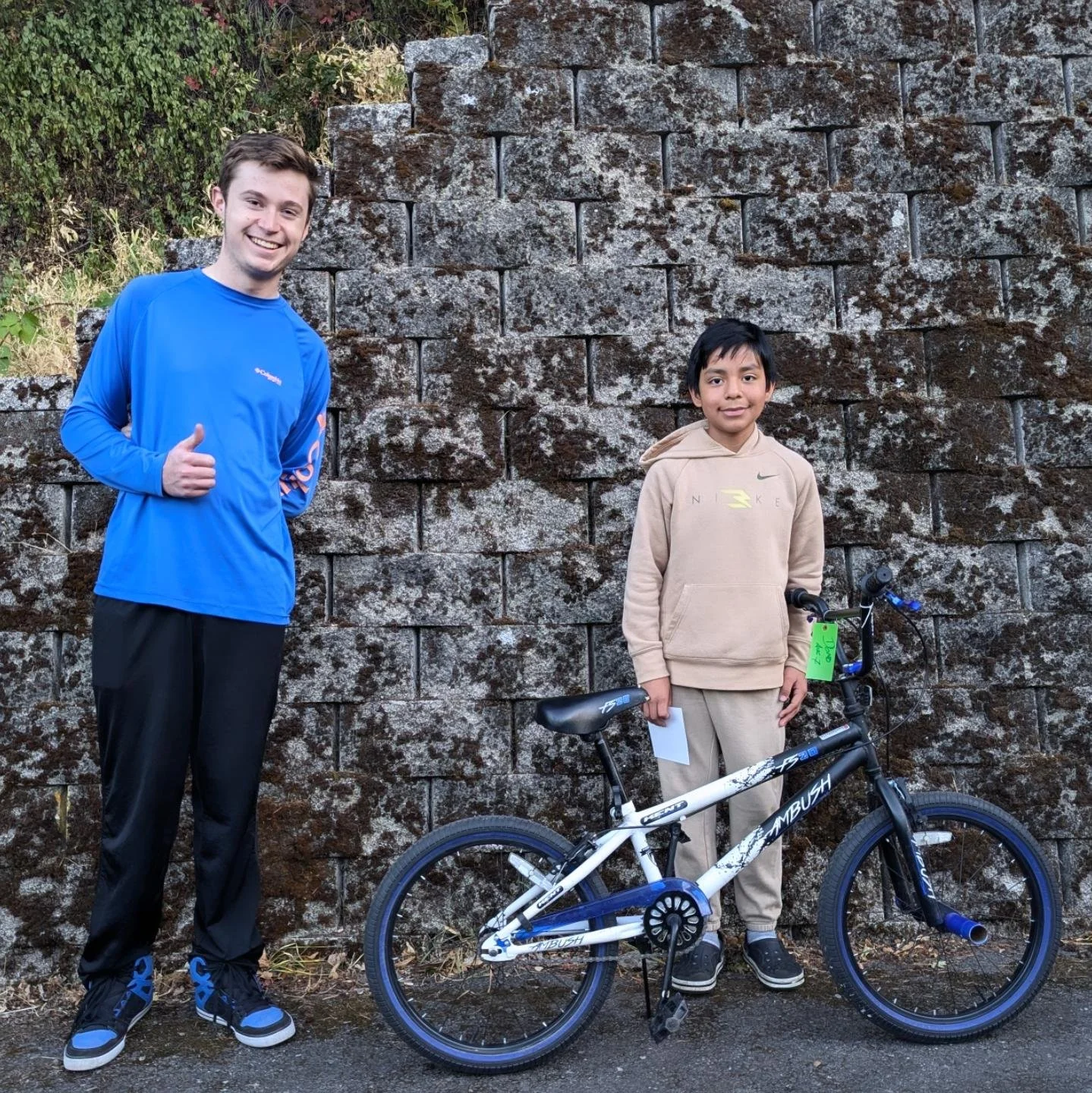 New bike ride day for Anthony, his dad AND his sister and Anson was there to give it away!

Megan met Anthony at the 5th grade bike rodeo for May Street last week and his PE teacher, Mr Harjo, made the connection that he needed a bike. 

Also, our sp