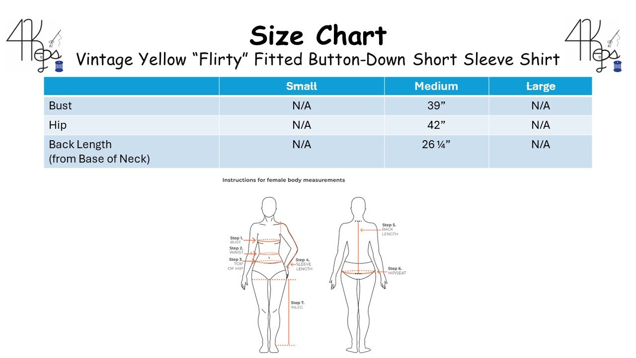 Size Chart Vintage Yellow Flirty Fitted Button-Down Short Sleeve Shirt.jpg