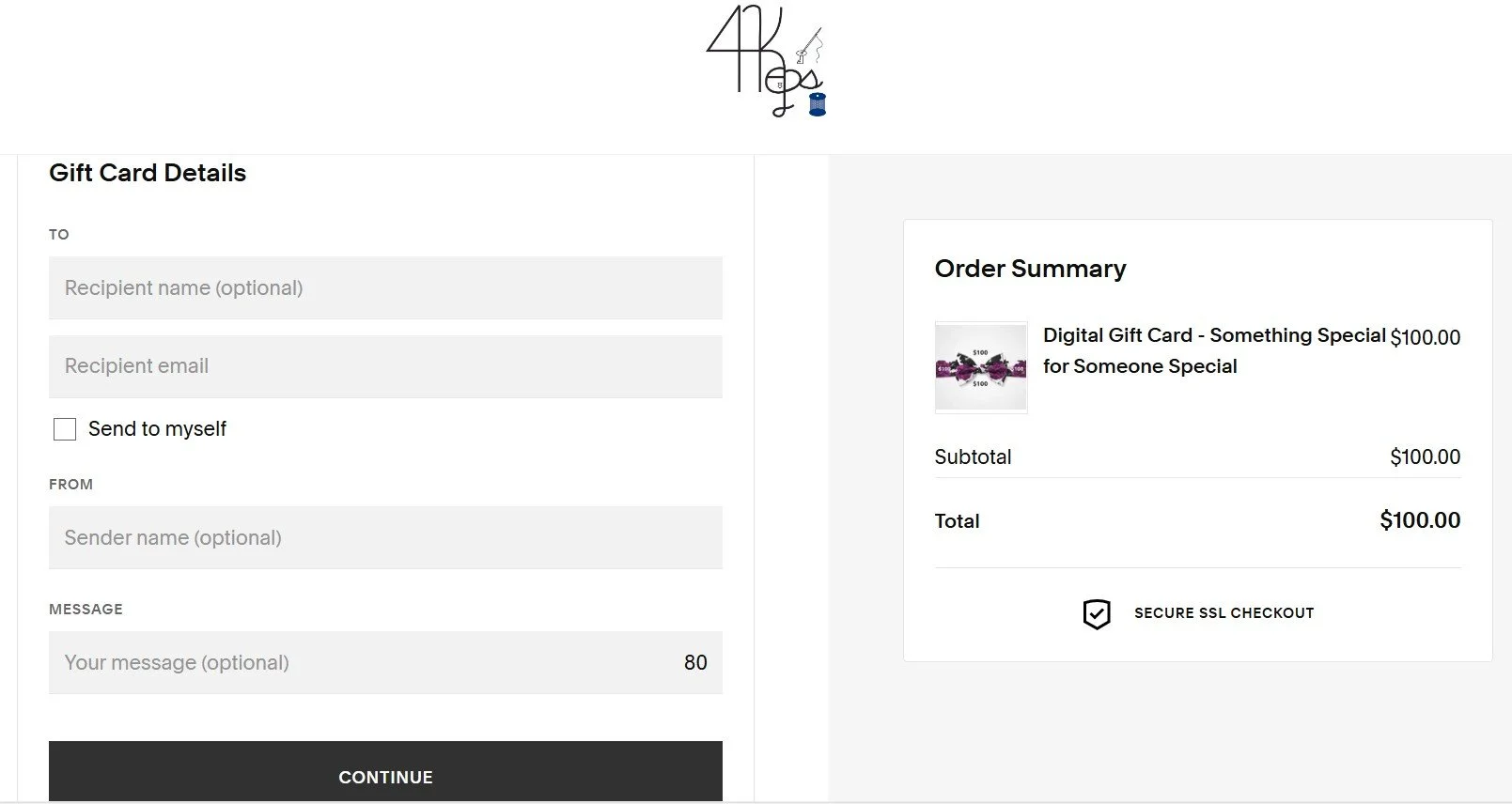 Screenshot of the "Gift Card Details" Page showing that you can send the gift card to yourself or someone else based on the option that you select.