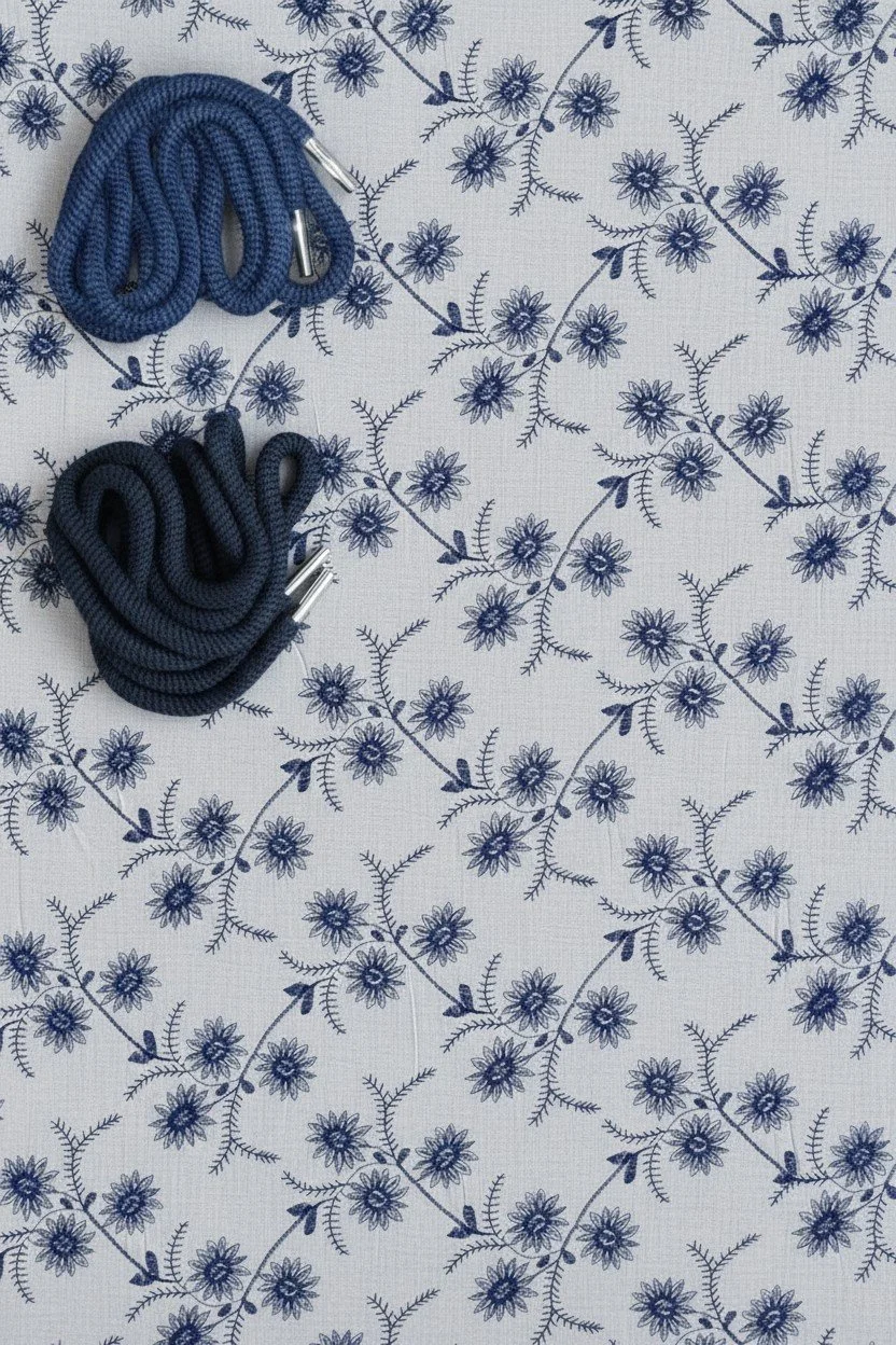 Jacquard Floral Embroidery on Chambray Ivory Navy.jpg