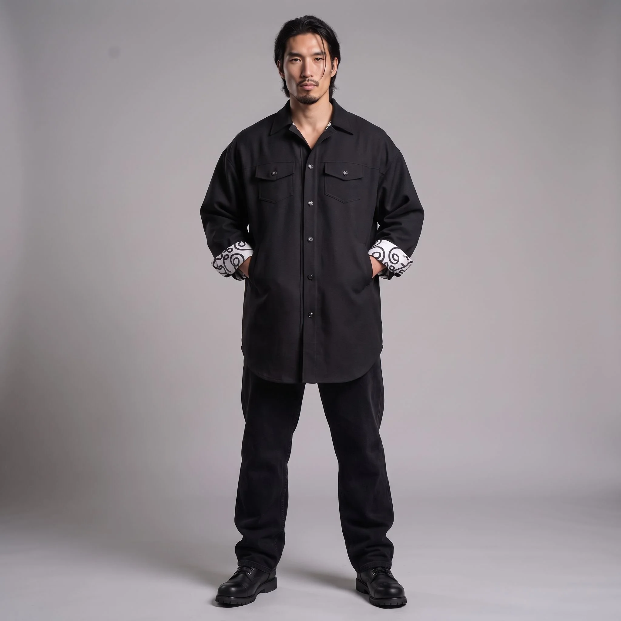 Unisex Lined Poly Linen Shirt Jacket