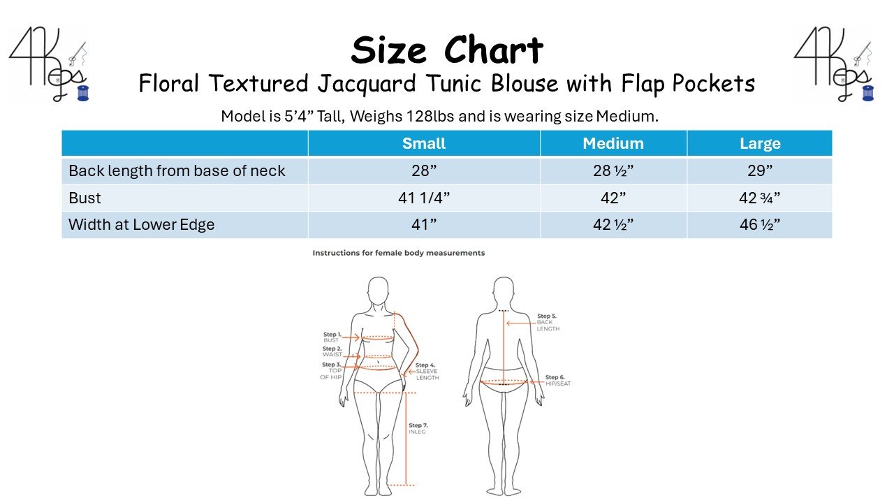 Size Chart Floral Jacquard Blouse with Flap Pockets.jpg
