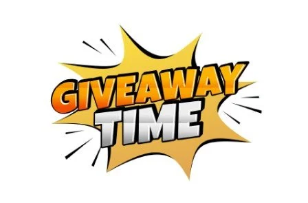Cartoon Image that says "Giveaway Time" with an exciting gold star behind the words to make it stand out.