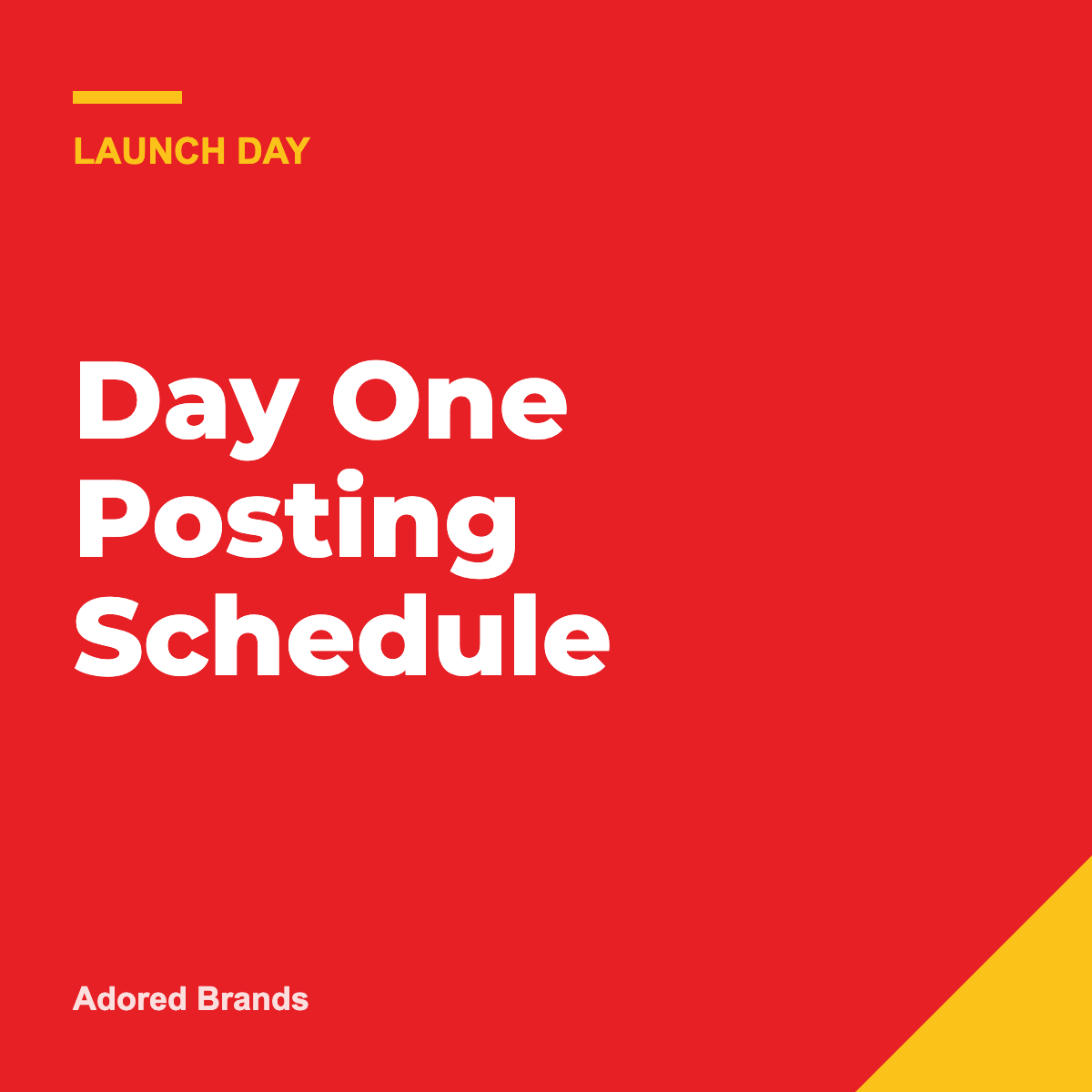 Day One Posting Schedule