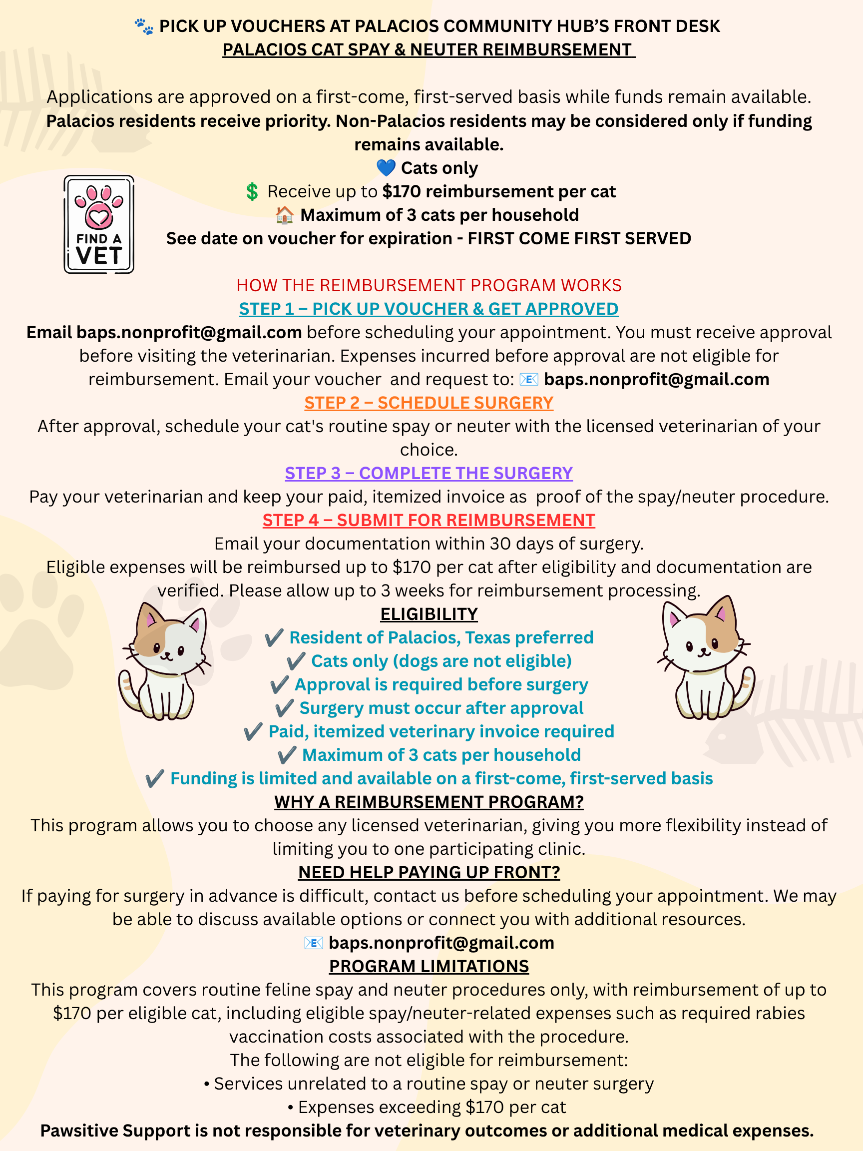 SPAY &amp; NEUTER PARTNERSHIP- PALACIOS COMMUNITY HUB 
