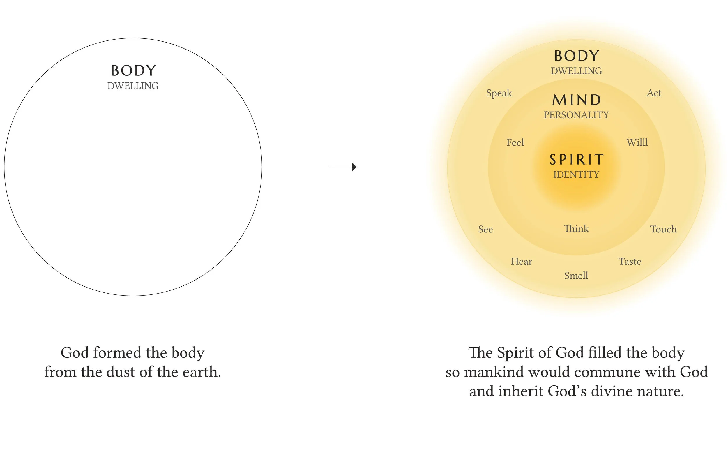 The Spirit of God filled the human body so mankind would inherit God's divine nature