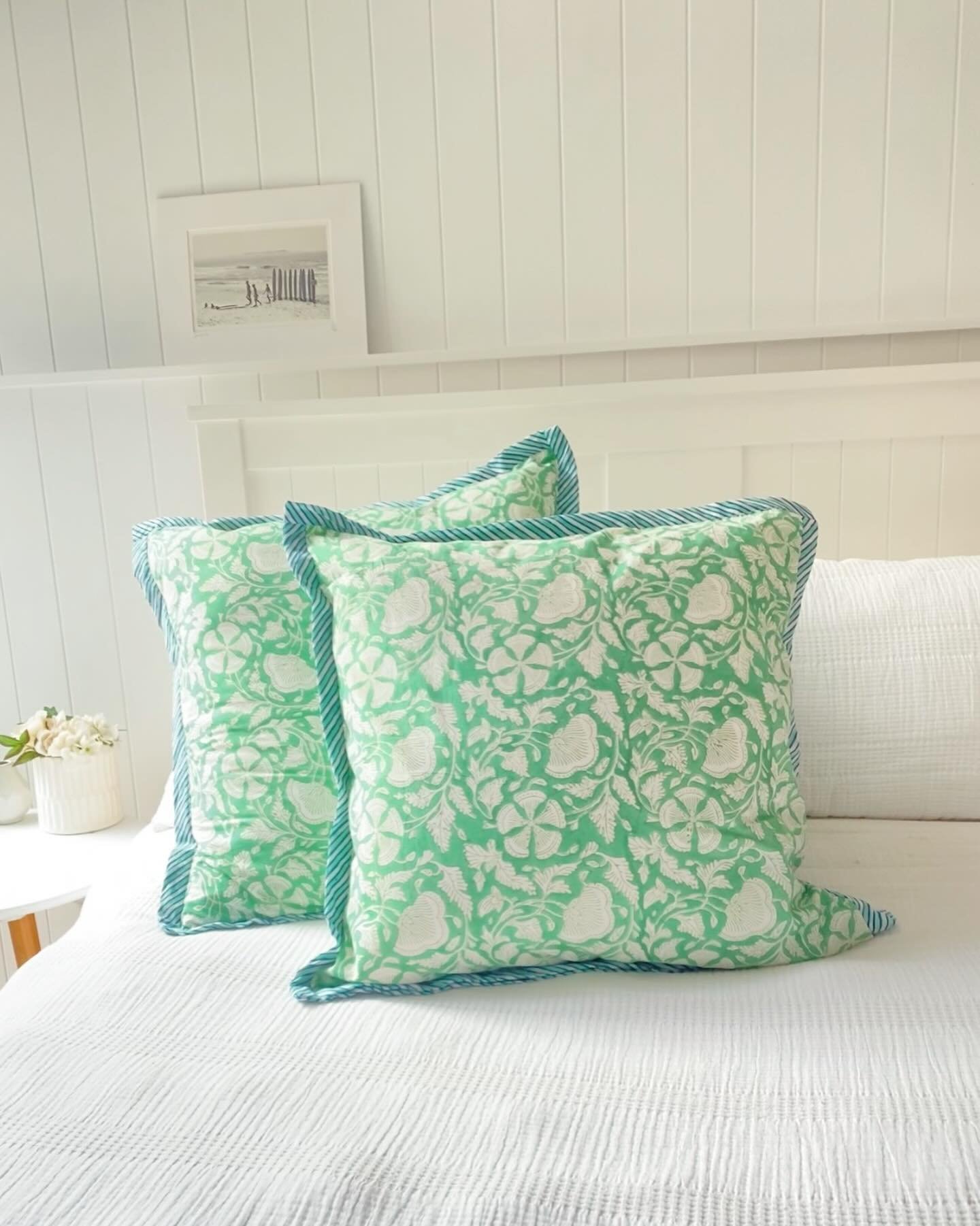 Light Green Large White Floral
